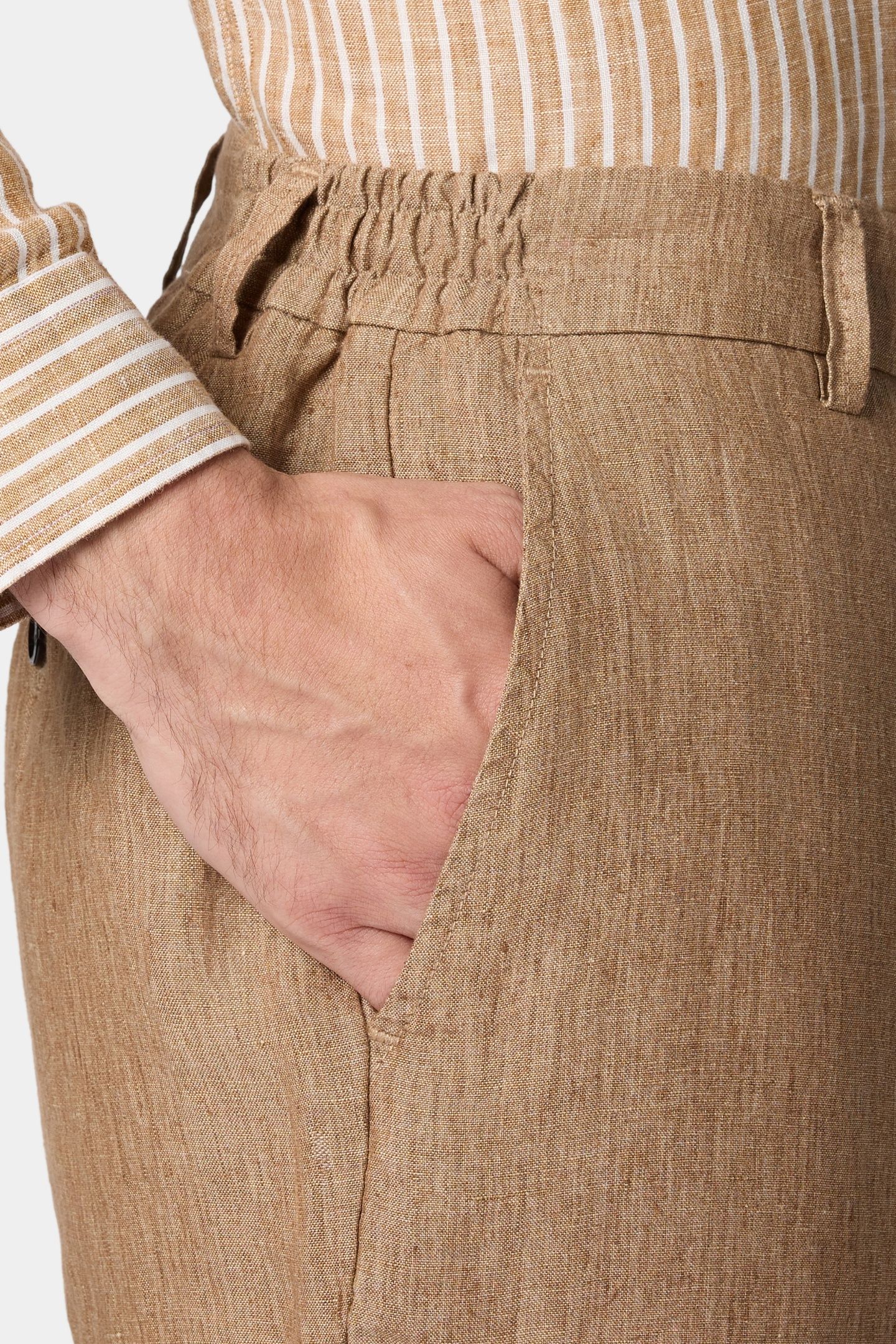 LINEN TROUSERS LIGHT BROWN 5