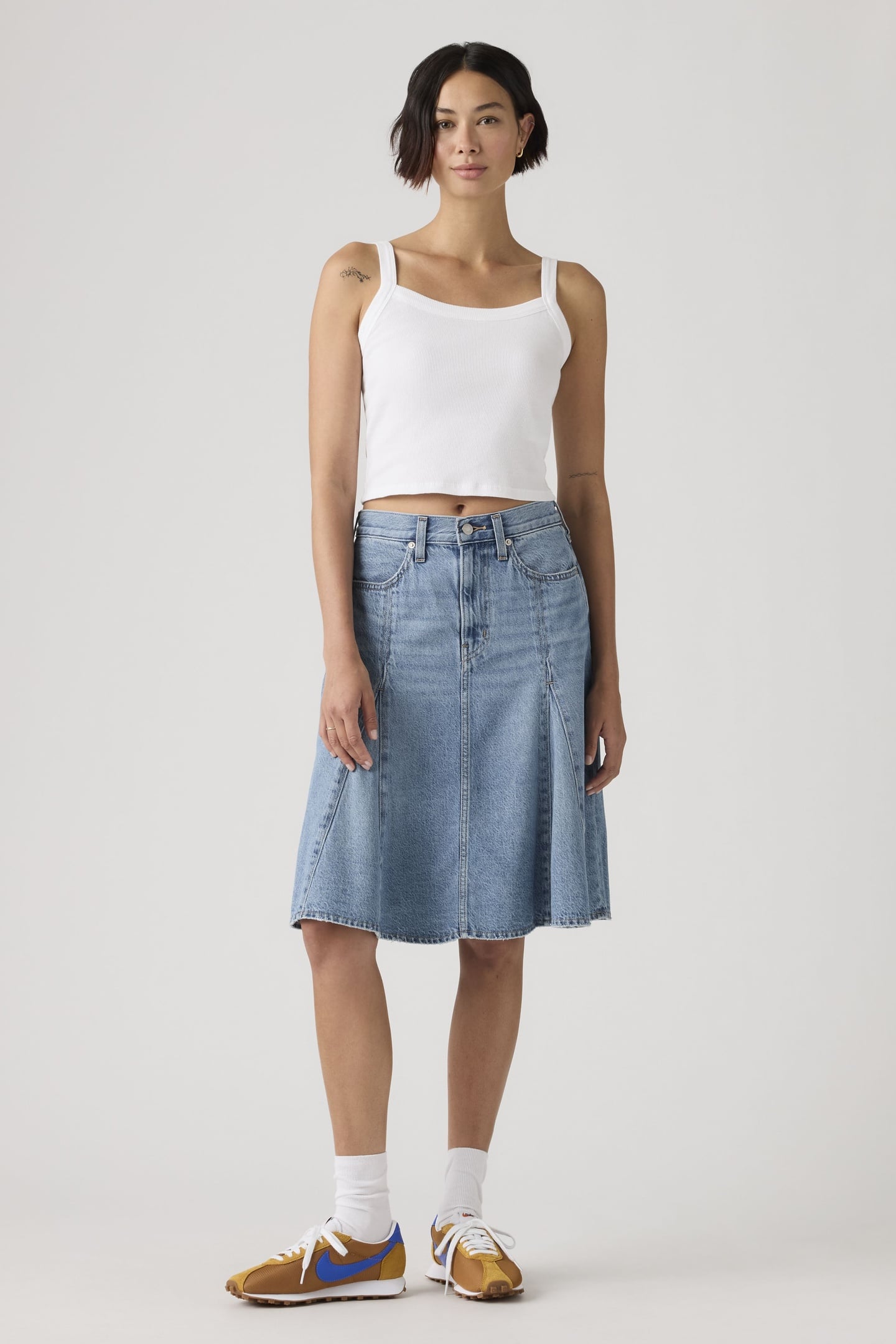 GODET KNEE LENGTH LIGHTWEIGHT SKIRT 1