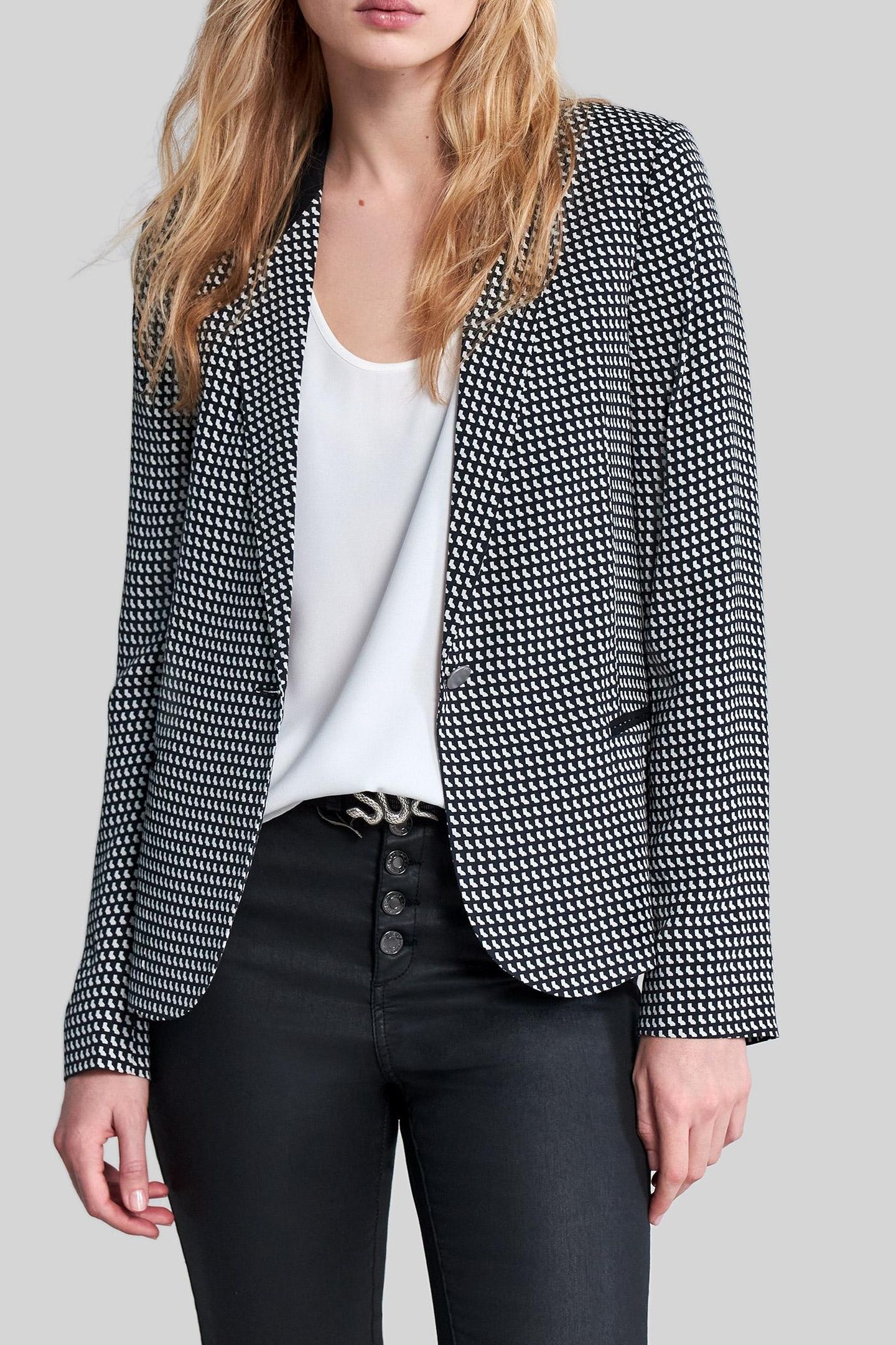 BLACK LENZING™ ECOVERO™ KNIT GRAPHIC SUIT JACKET 3