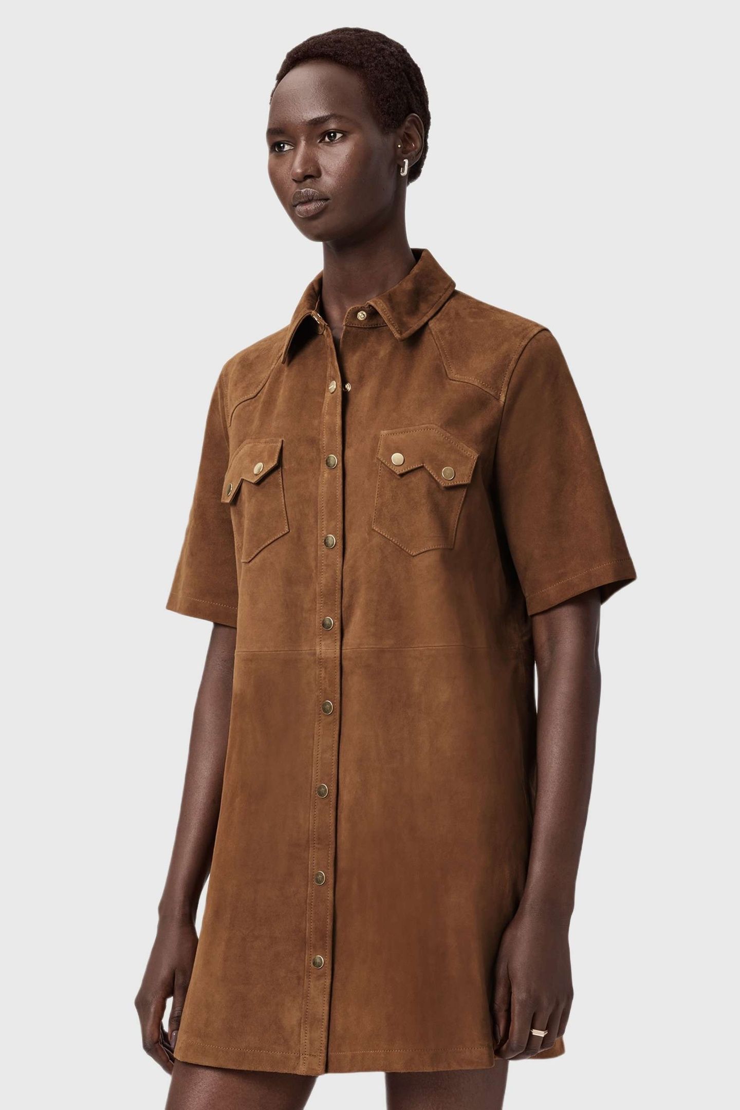 ROCK SUEDE DRESS SUGAR BROWN 2