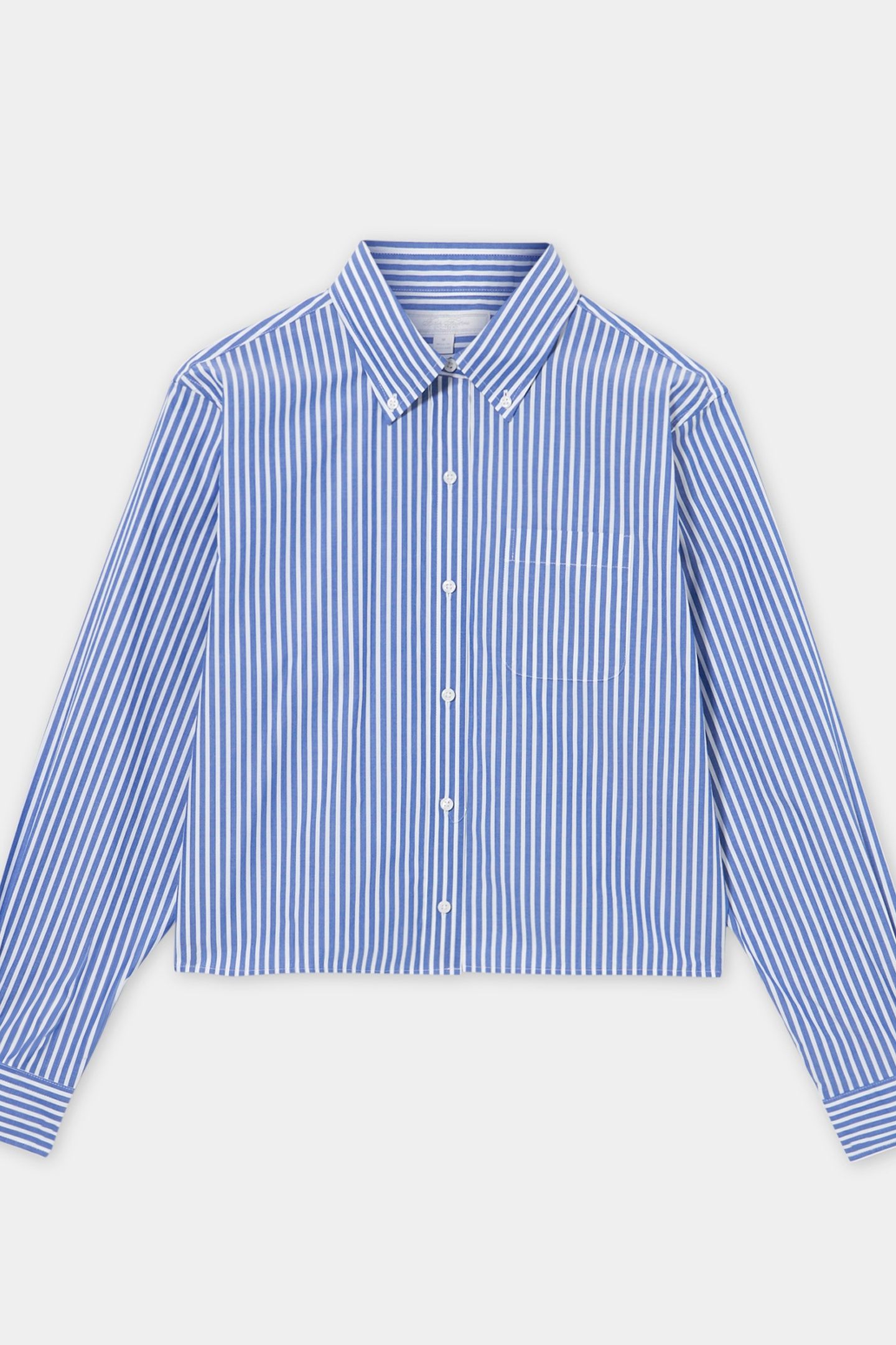 CROPPED STRIPED COTTON POPLIN SHIRT BLUE 3