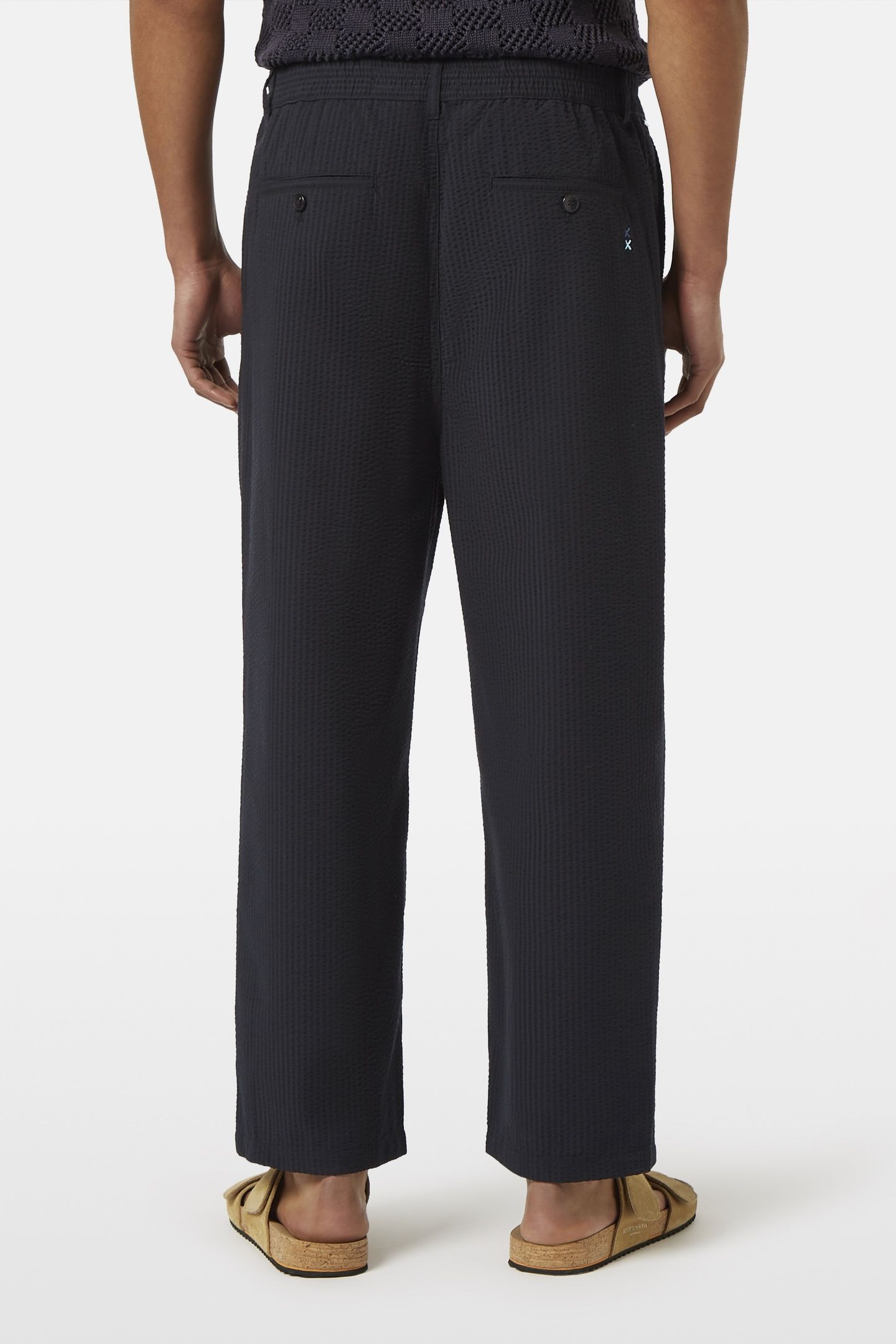 PLEATED RELAXED STRAIGHT COTTON-BLEND SEERSUCKER JOGGER WASH 2