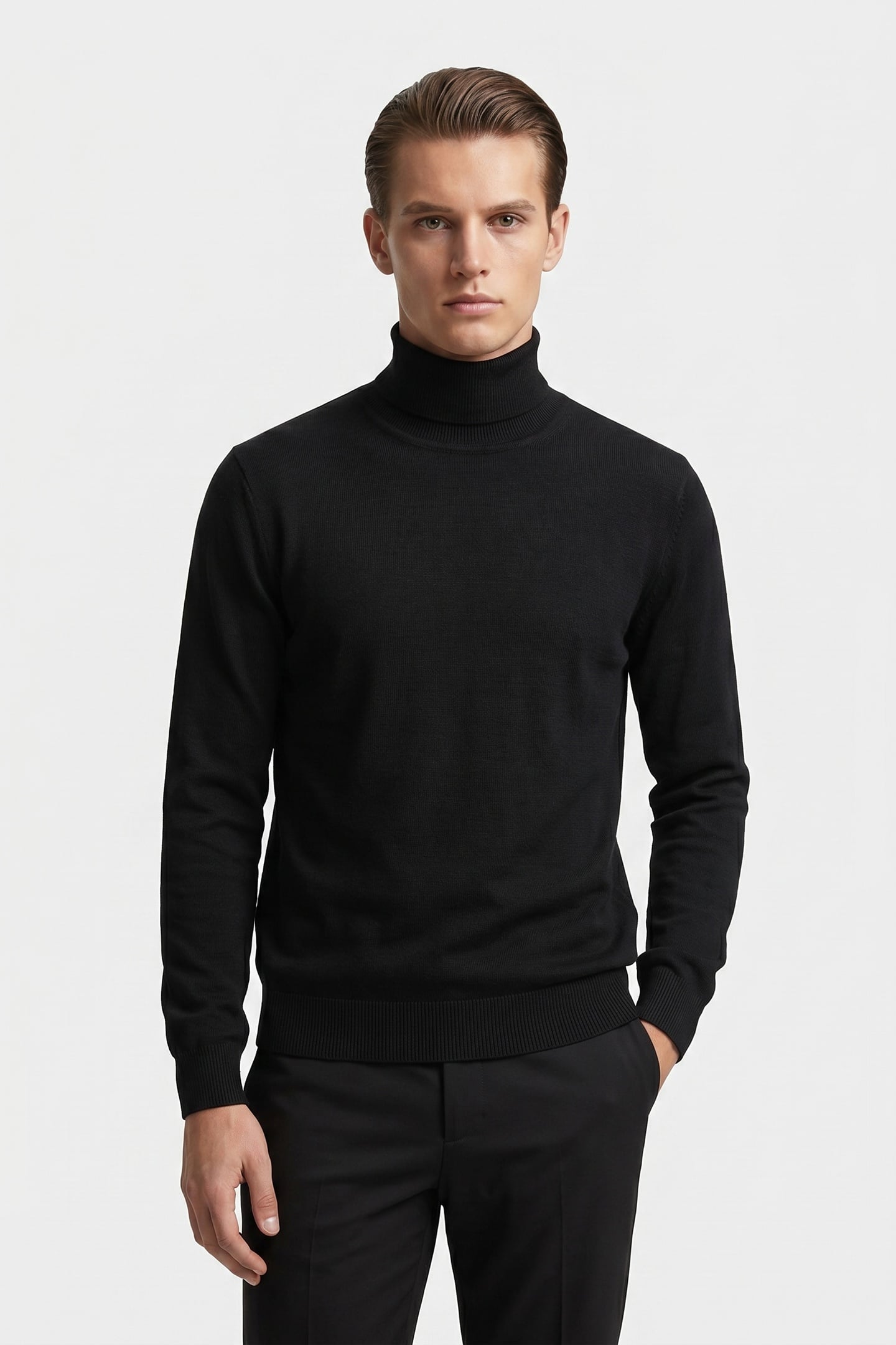 MERINO WOOL TURTLE NECK BLACK 1