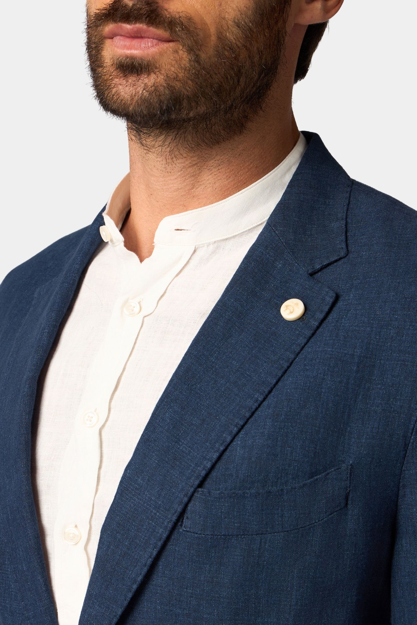 LINEN SINGLE-BREASTED BLAZER DARK NAVY 5