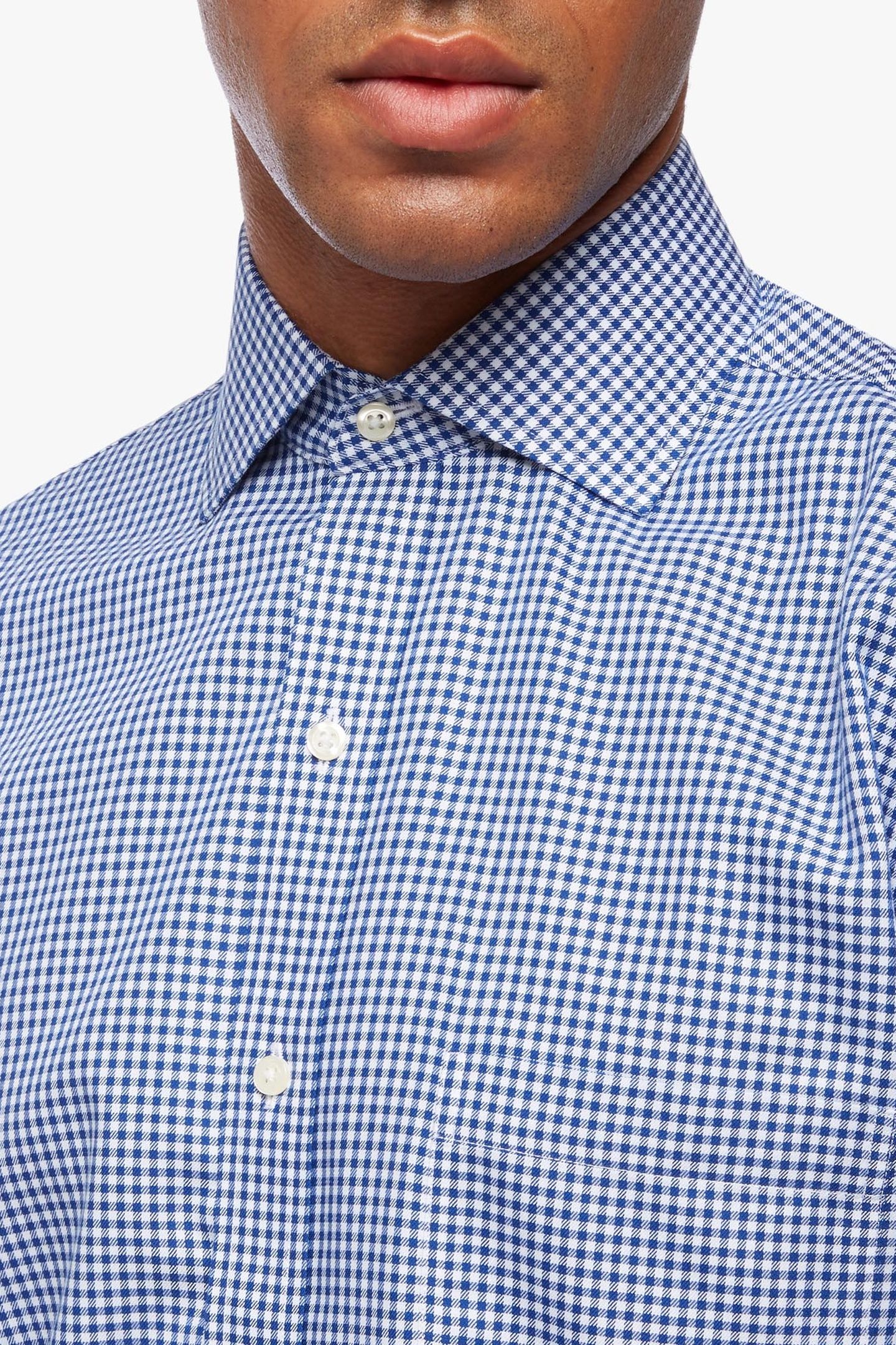 REGULAR FIT BLUE NON-IRON SPREAD COLLAR DRESS SHIRT BLUE 5
