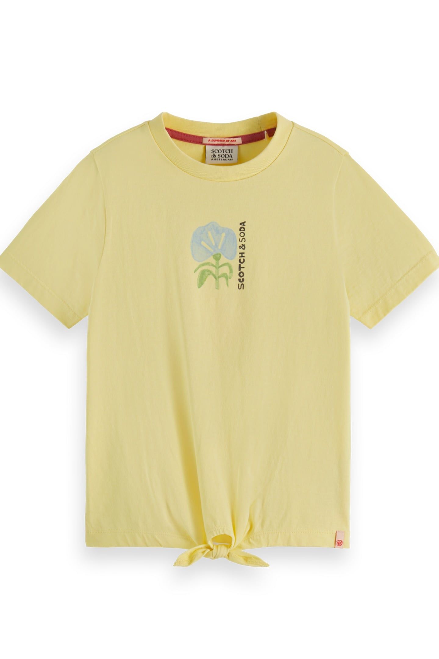 GIRL KNOTTED T-SHIRT WITH ARTWORKS SORBET YELLOW 1