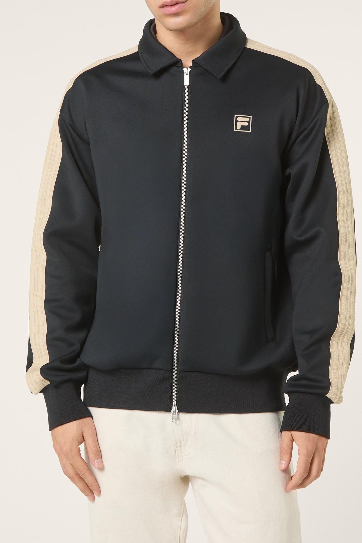 VAIANO RELAXED TAPED TRACK JACKET BLACK 1