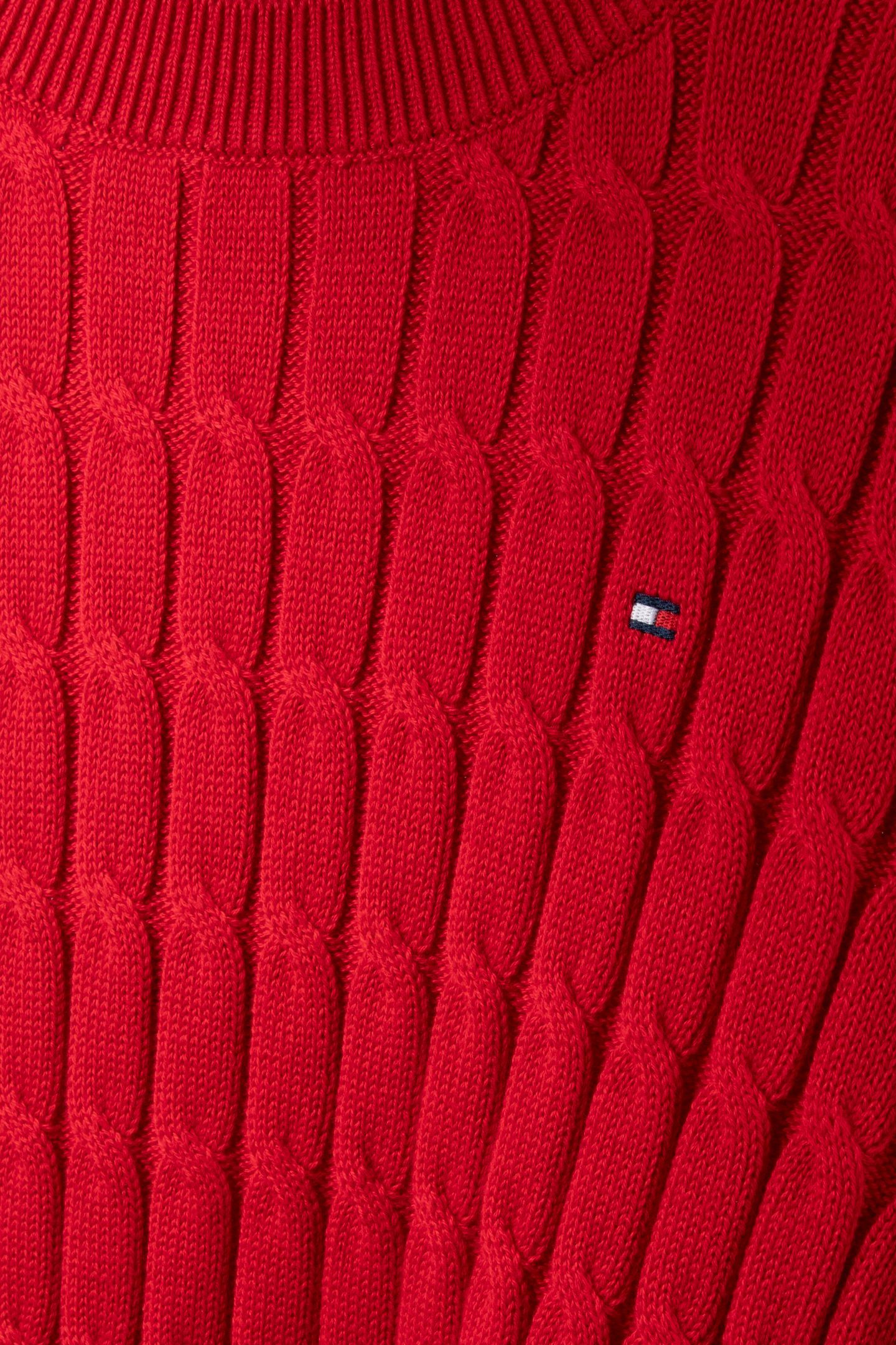 COTTON CABLE MID CREW NECK PRIMARY RED 4