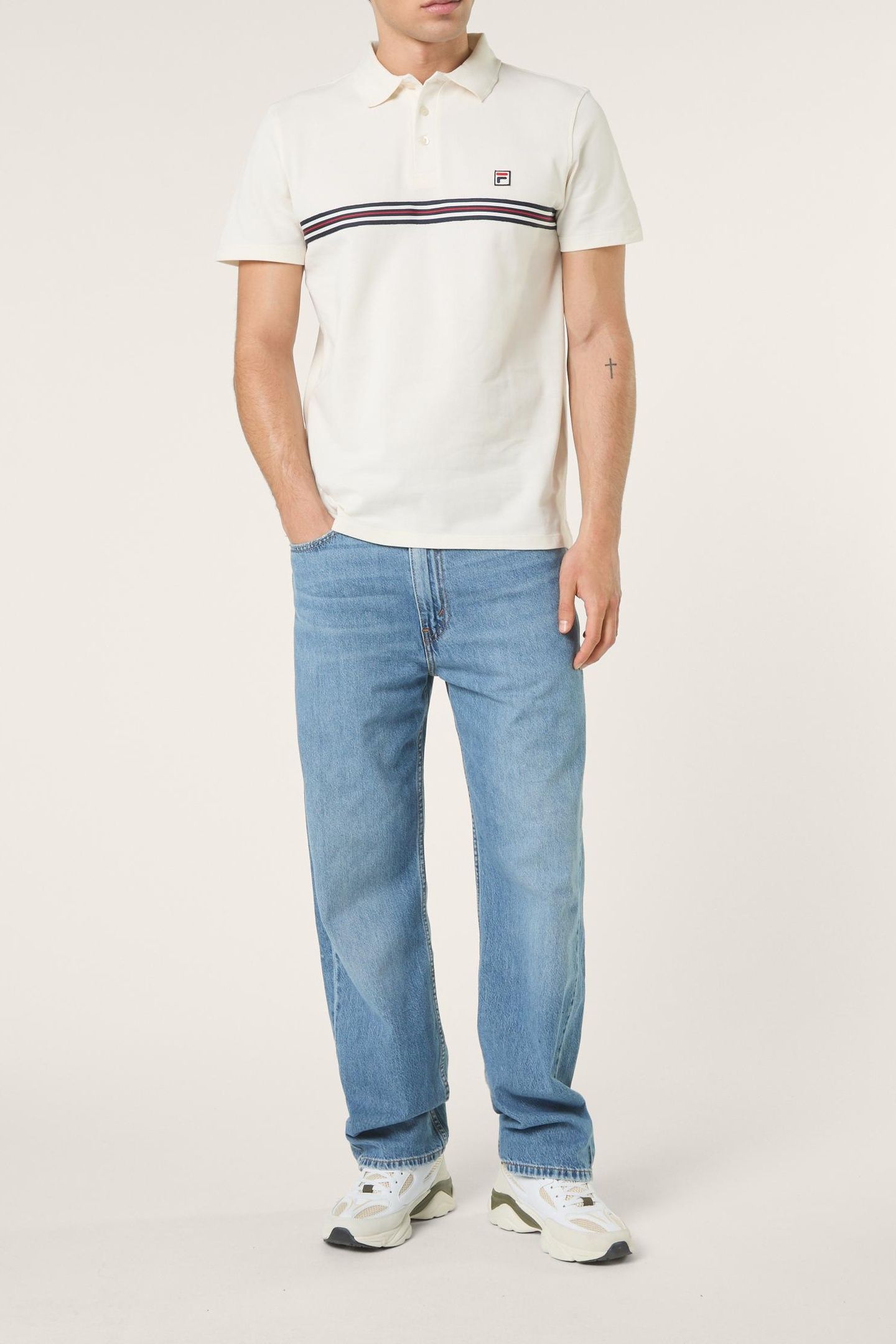DIECIMO REGULAR HERITAGE TAPE POLO SHIRT EGRET 2