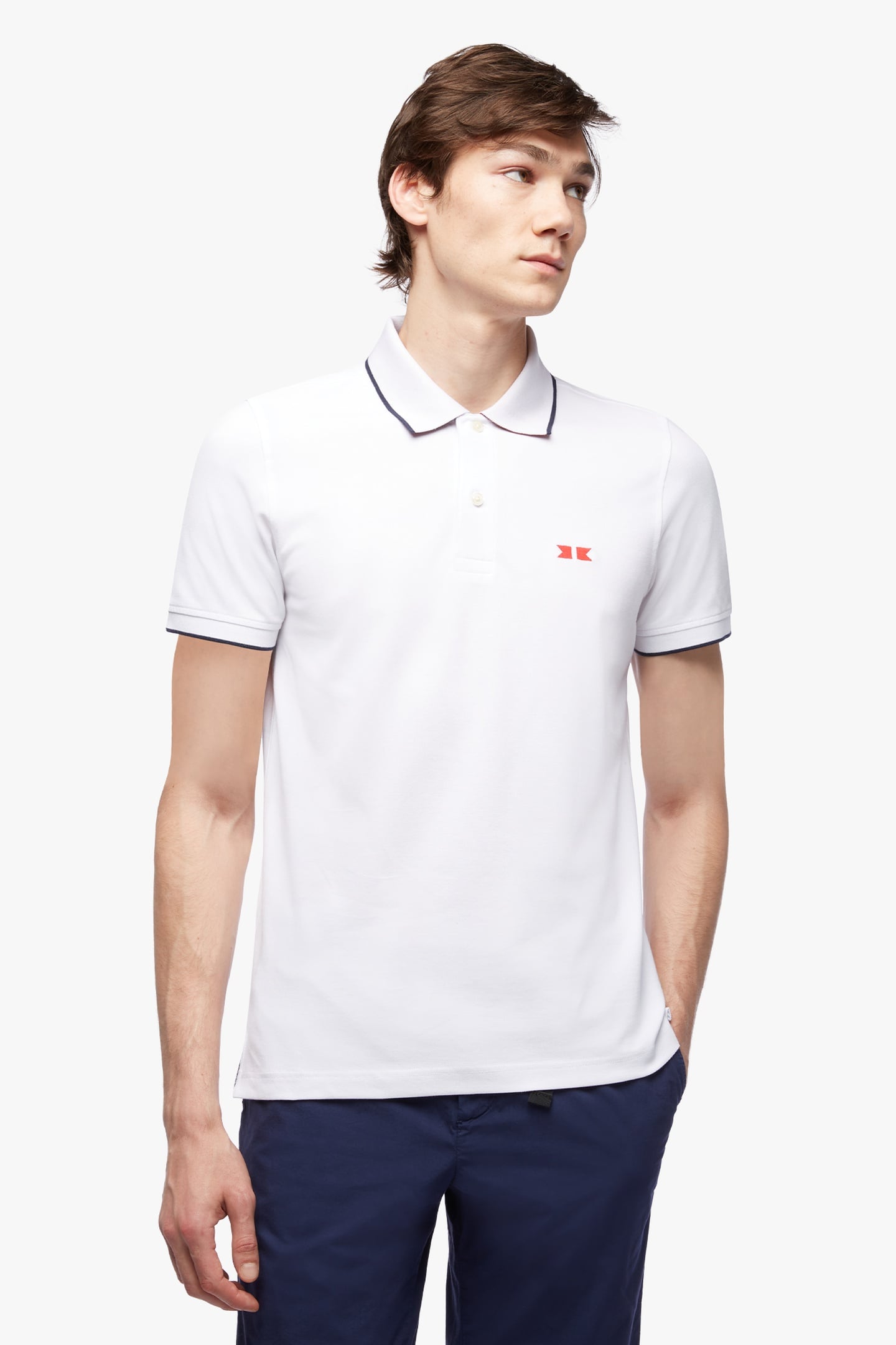 SUPIMA COTTON SLIM-FIT GOLDEN FLEECE TIPPED POLO SHIRT WHITE 1