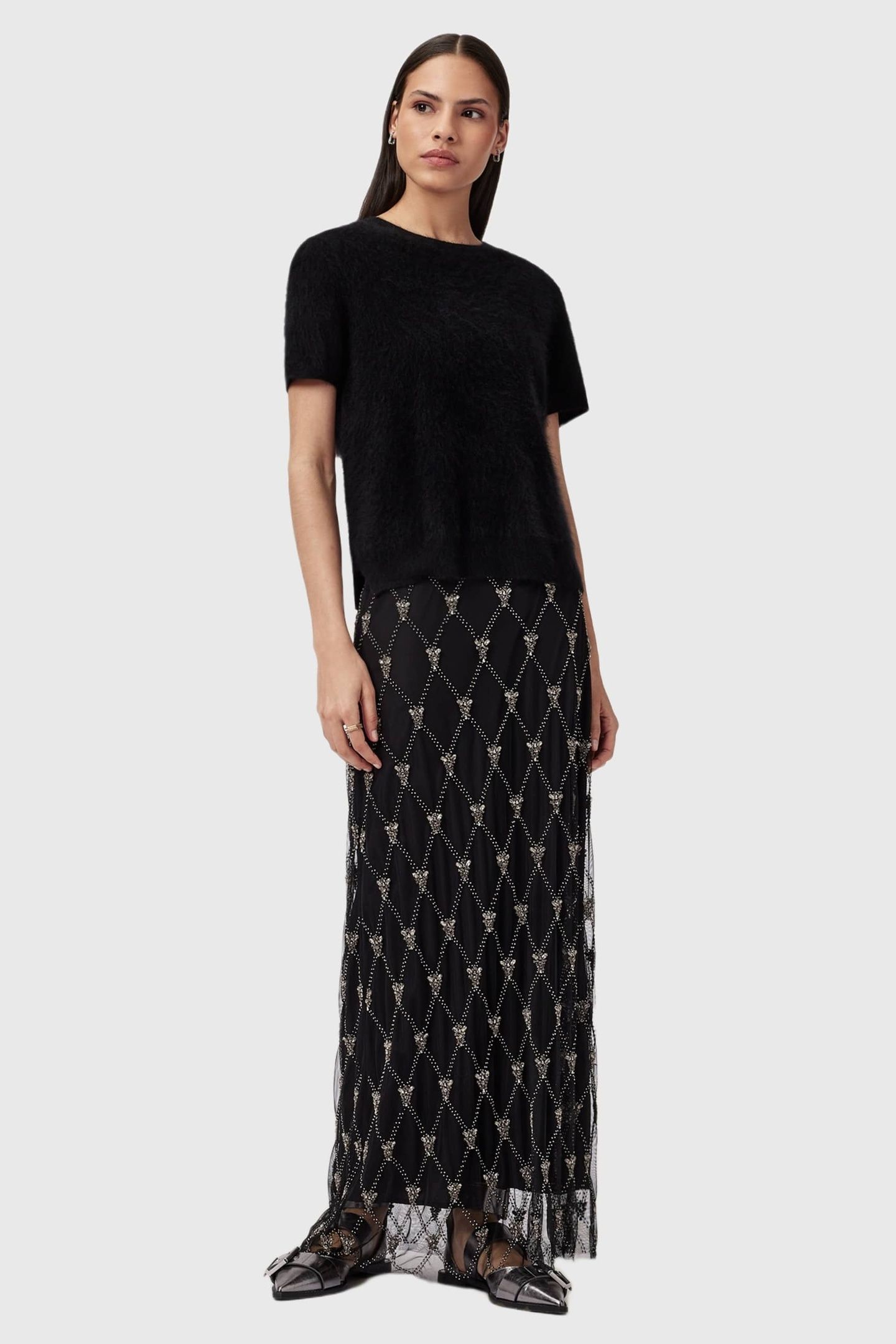 ILKA EMB SKIRT BLACK 2