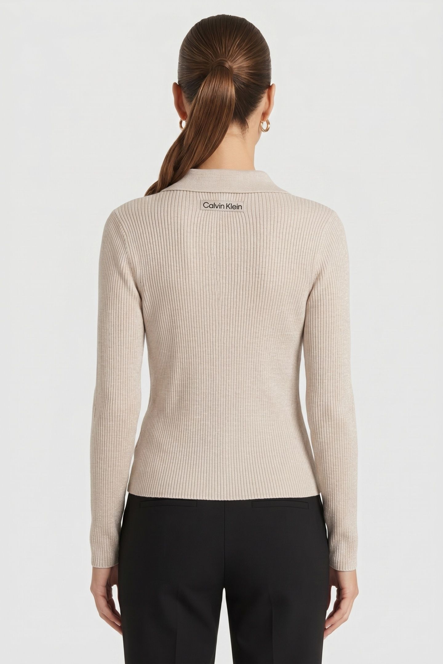 WOOL LUREX COLLARED SWEATER TUSCAN BEIGE 2