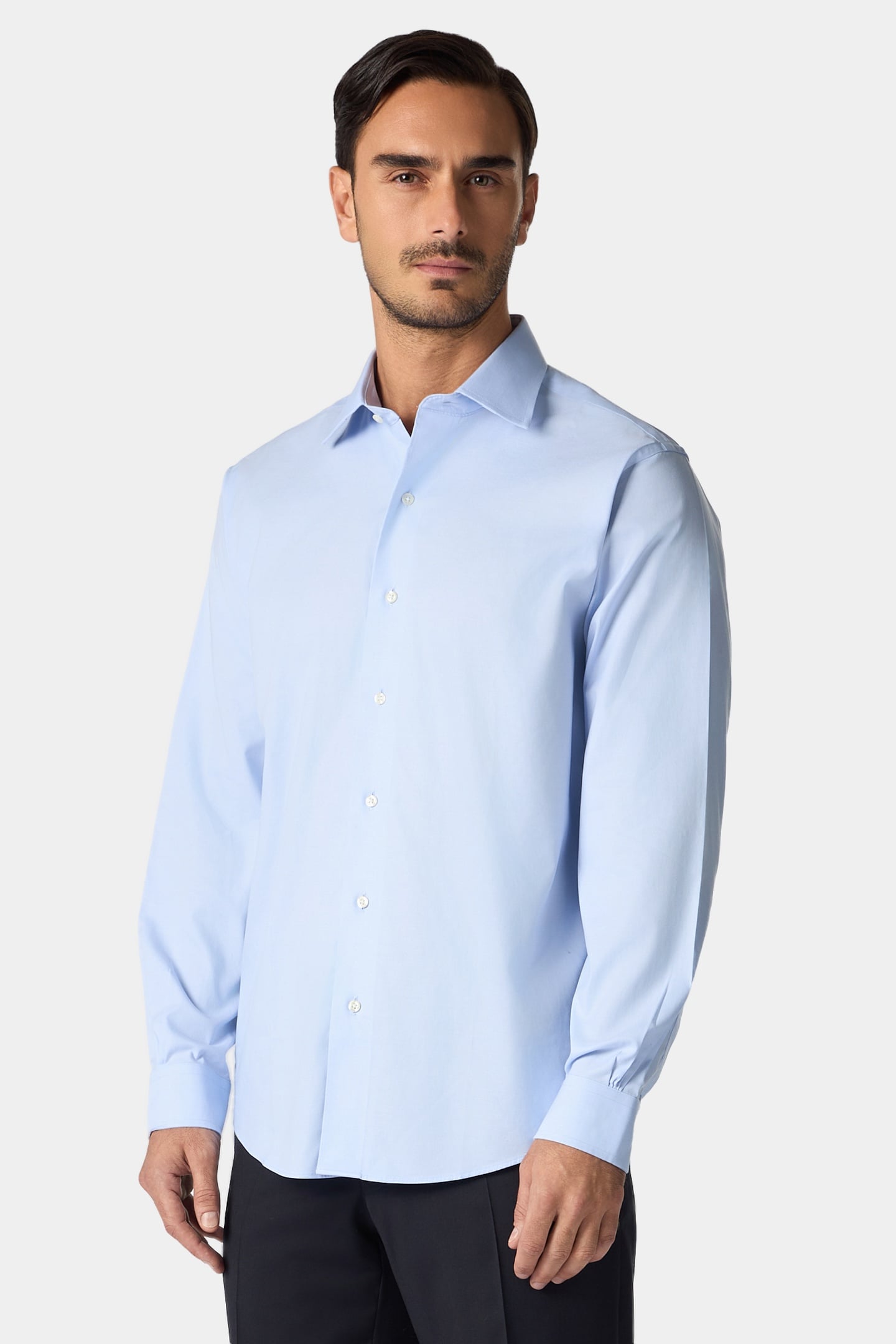 REGULAR FIT NON-IRON STRETCH PINPOINT SHIRT WITH AINSLEY COL 1