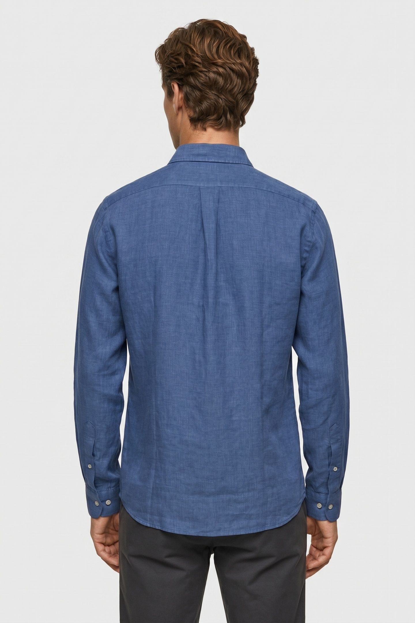 CLASSIC COLLAR SHIRT LINEN BLUE 2