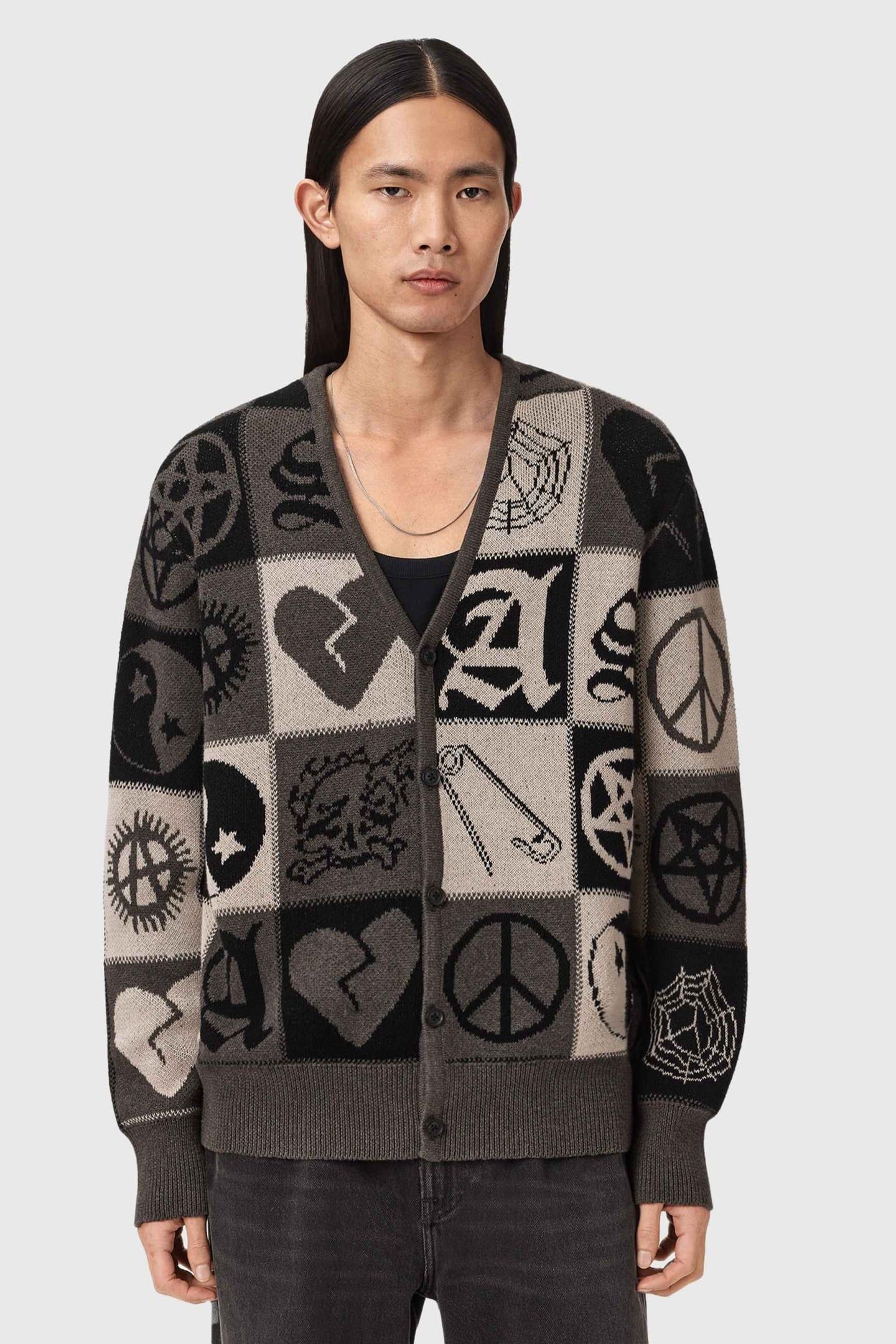 BARKER CARDIGAN TAUPE BROWN/BLACK 2