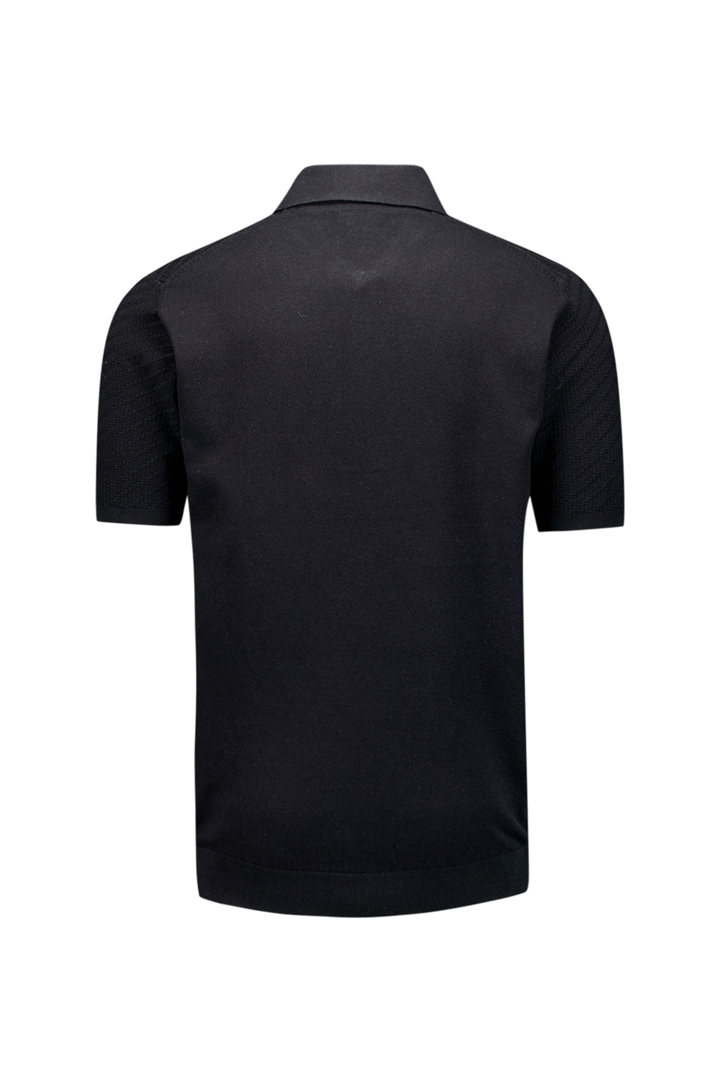 PULLOVER SHORT SLEEVE POLO ZIP SOLID JACQUARD BLACK 5