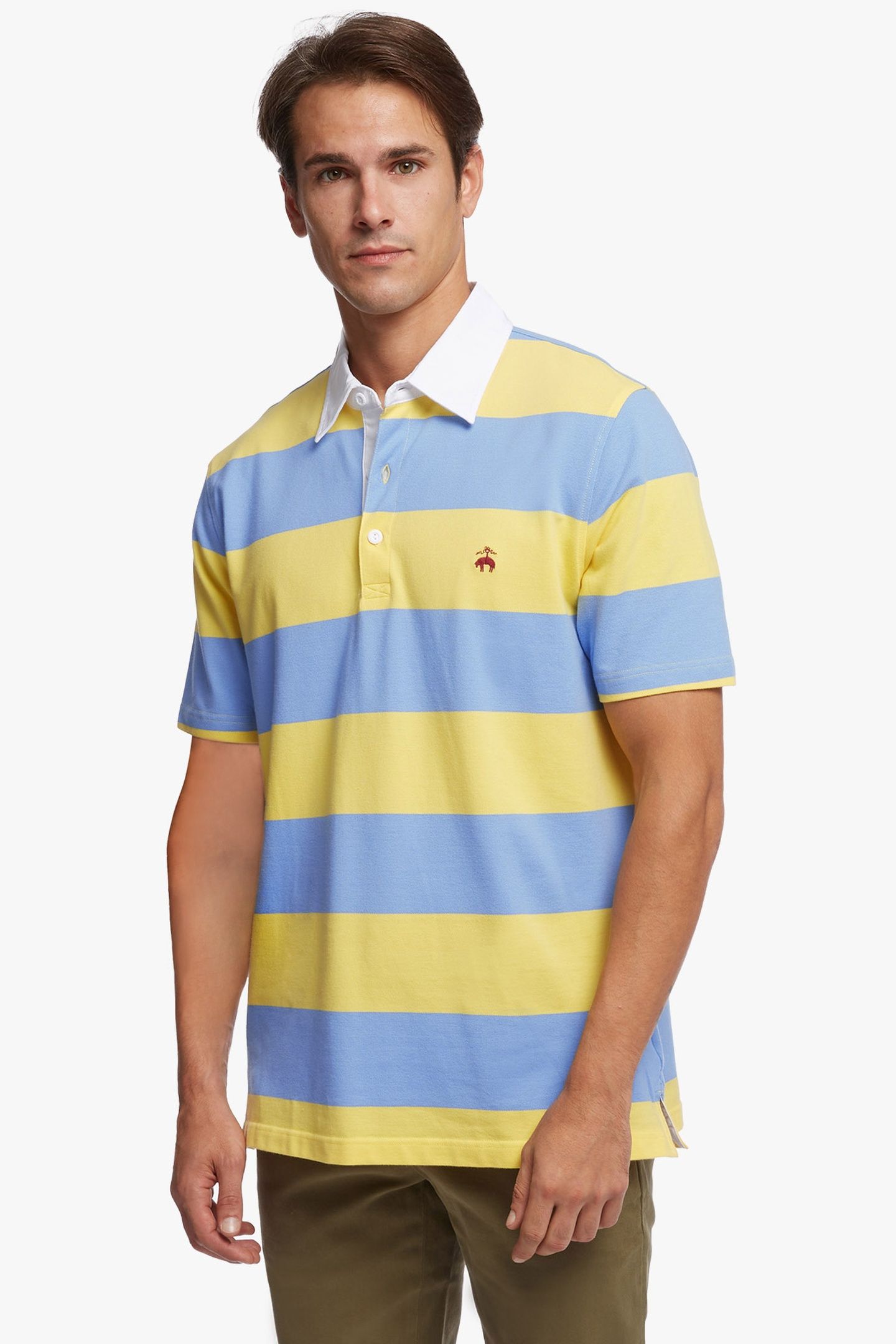 SLIM-FIT RUGBY STRIPE STRETCH PIQUE POLO SHIRT LIGHT BLUE 1
