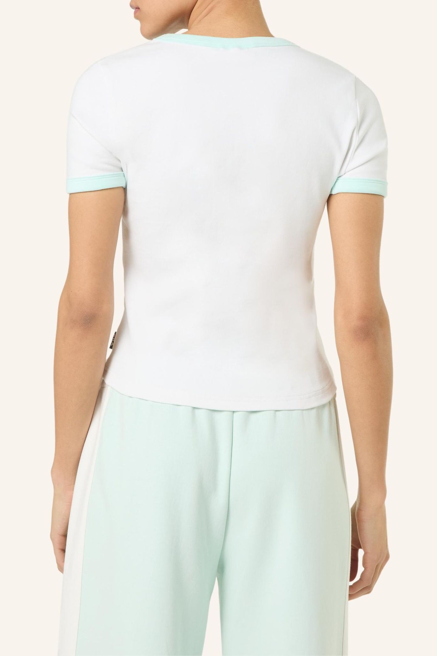 CERCINA SLIM LOGO RINGER BABY TEE BRIGHT WHITE-SOOTHING SEA 3