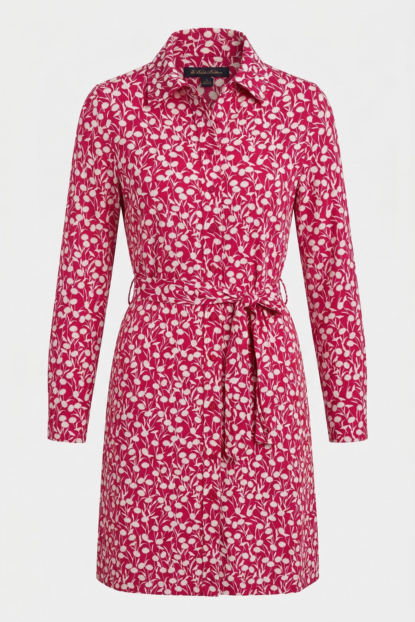 KNIT BELTED SHIRT DRESS RED 4