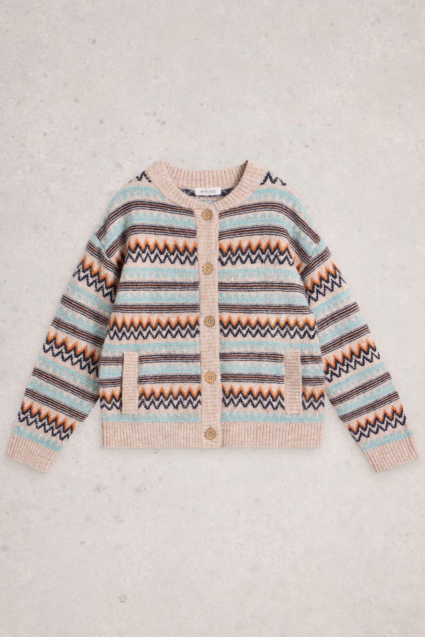 GEORGINA FAIRISLE CARDI NATURAL MULTI 6