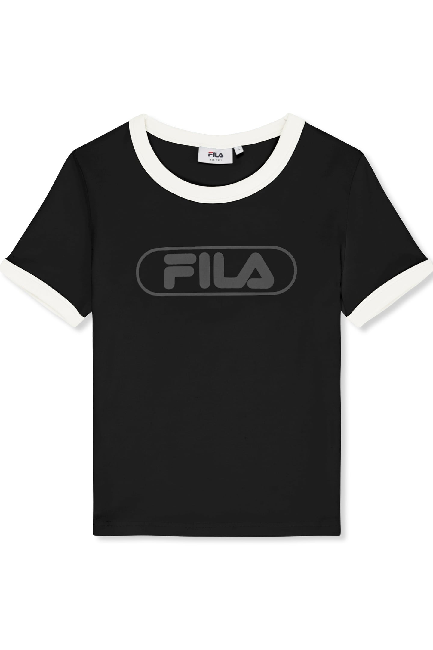 CERCINA SLIM LOGO RINGER BABY TEE BLACK-BRIGHT WHITE 4