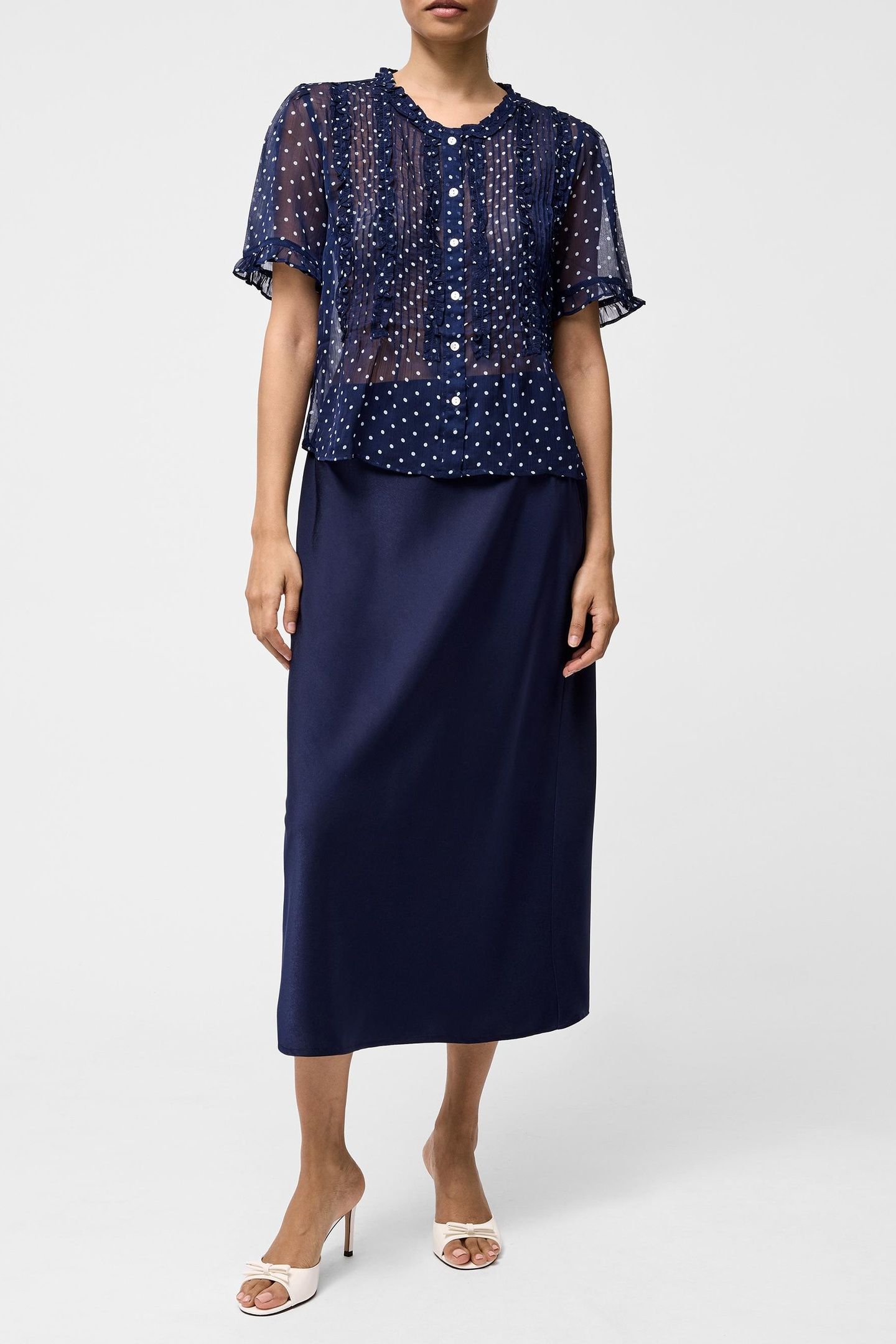 POLKA S/S RUFFLE TOP MIDNIGHT/WHITE 5