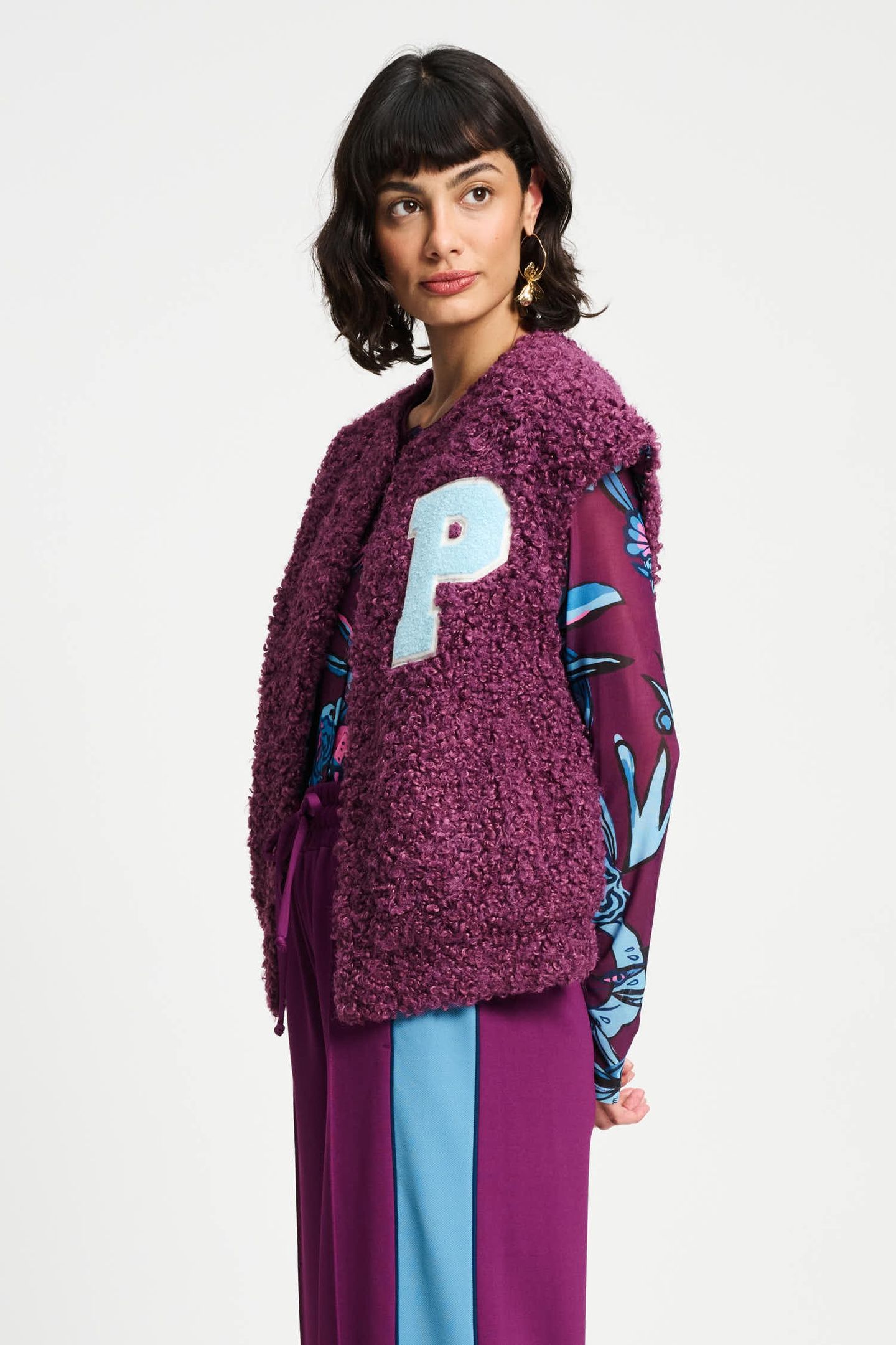 GILET - TEDDY BASEBALL PLUM 1