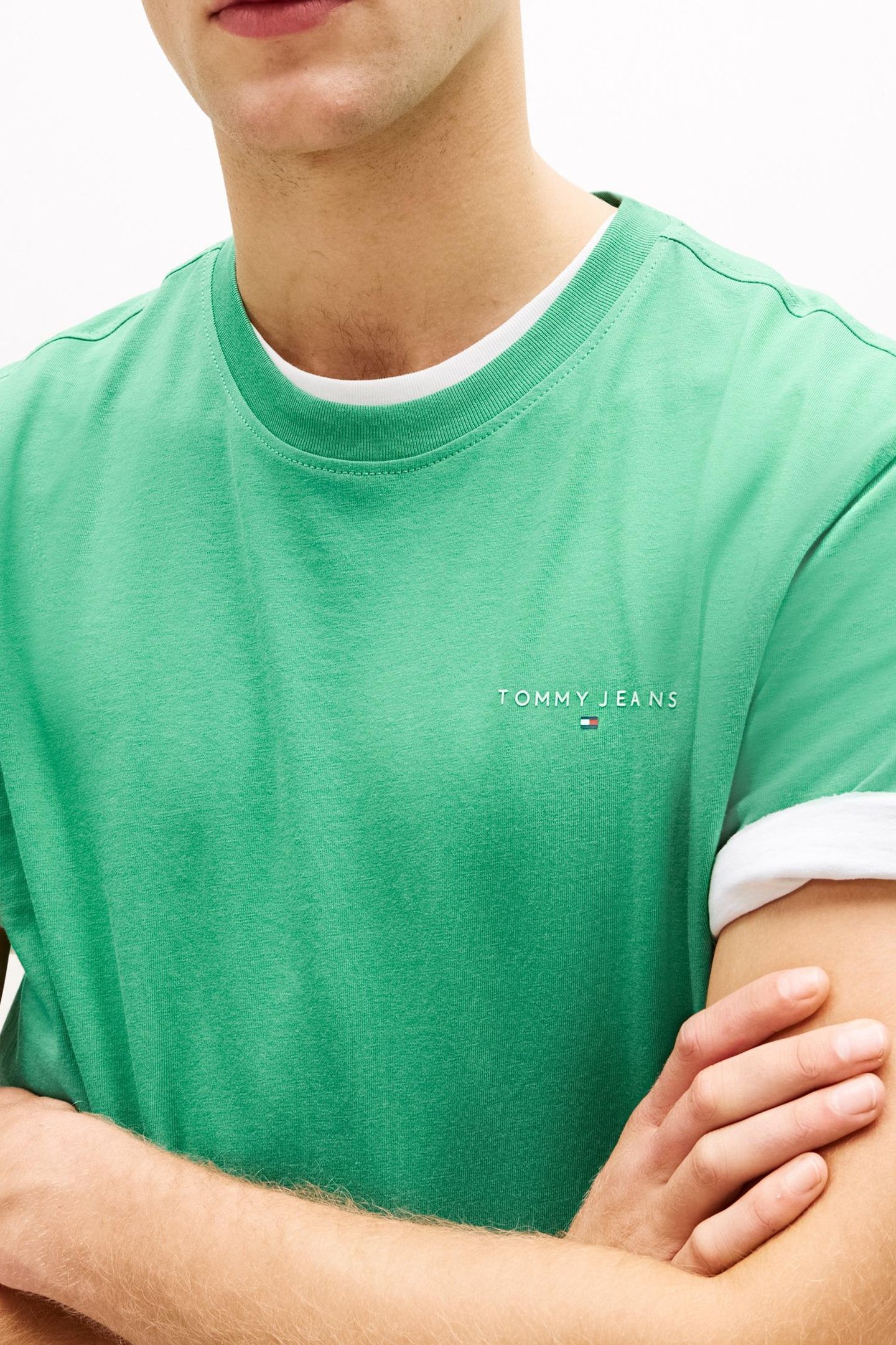 TJM SLIM LINEAR SS TEE ECRU/BAHAMA GREEN 6