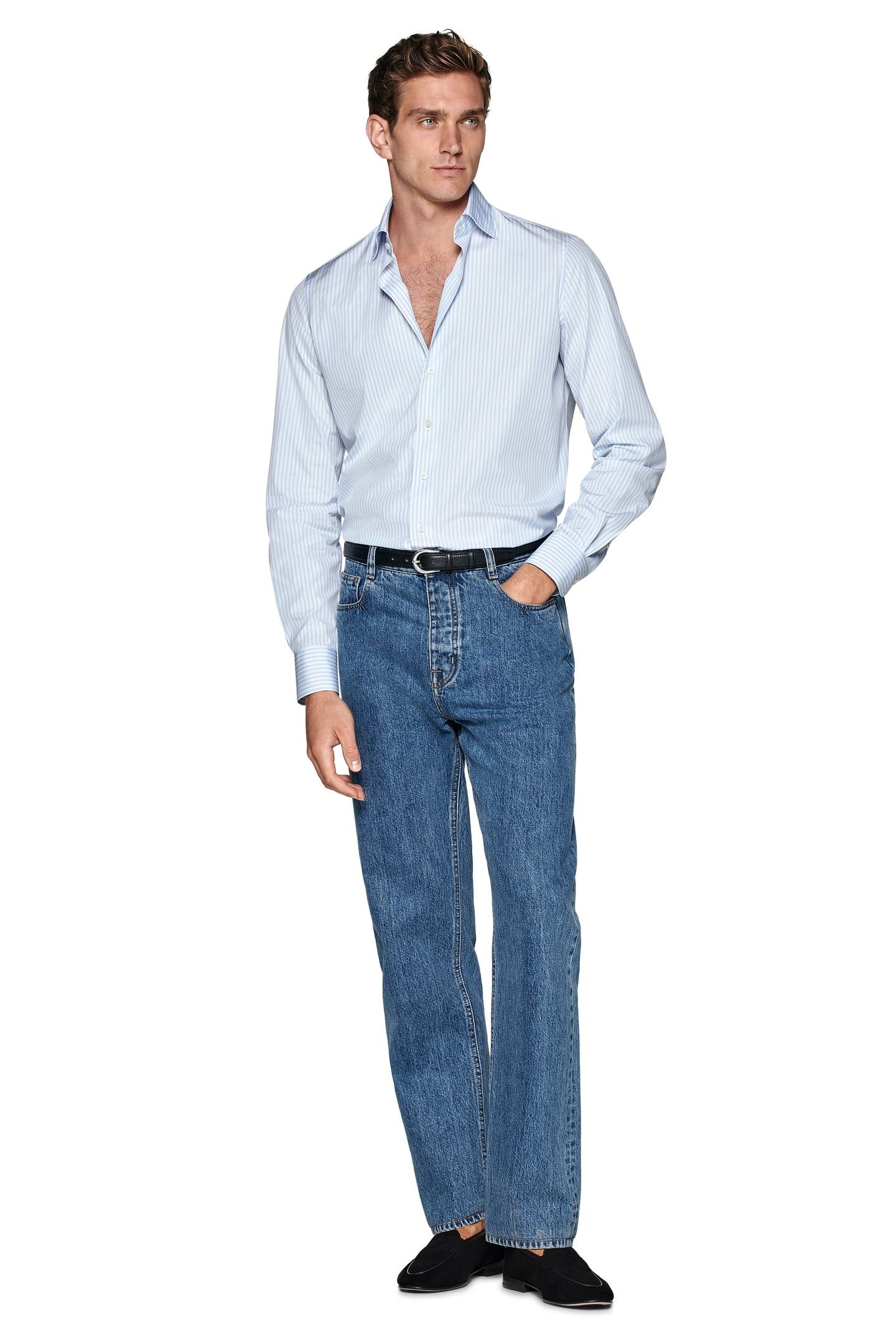 RETRO STRIPE FORMAL SHIRTS LIGHT BLUE 1