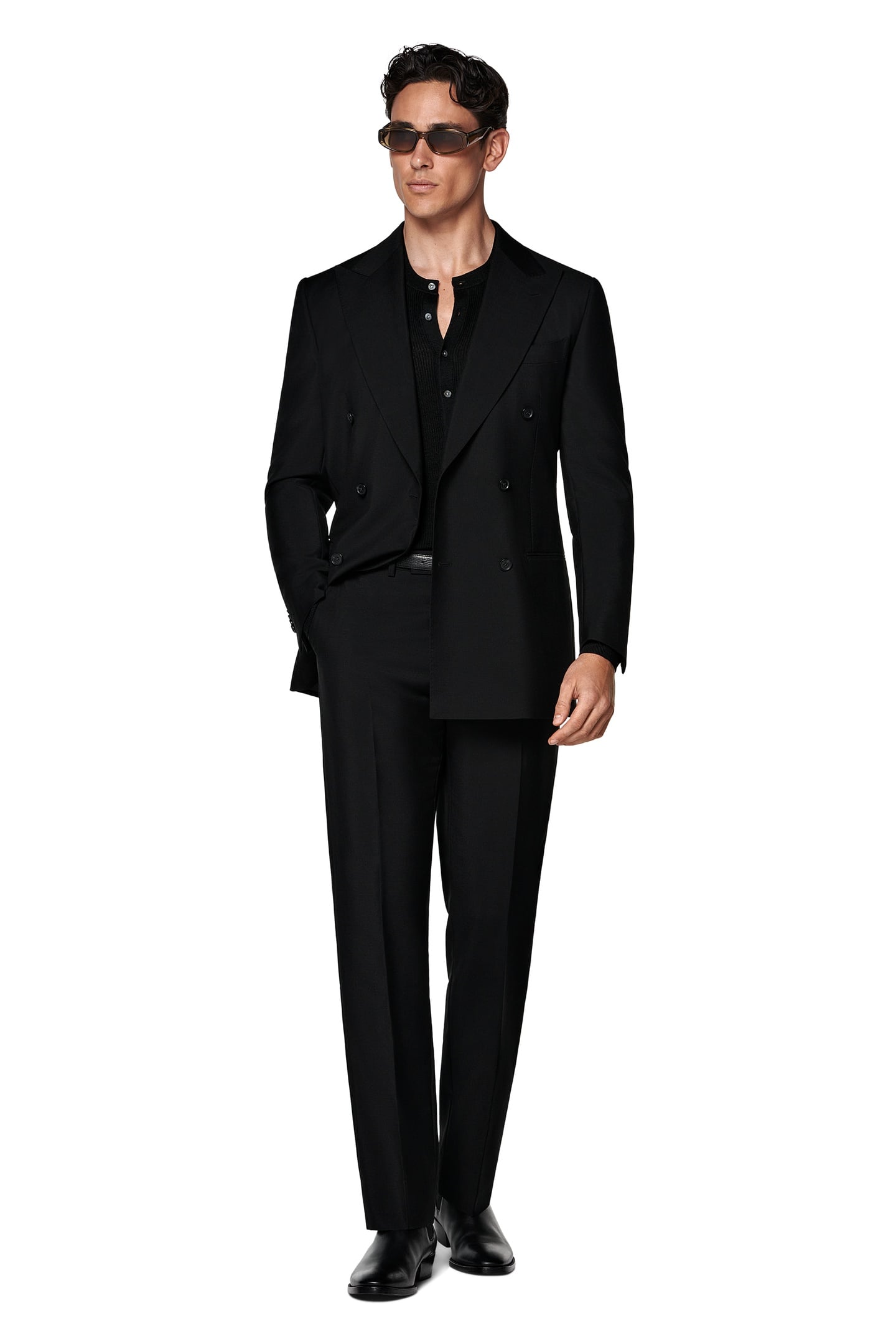 MILANO BLACK WOOL MOHAIR NESTED SUITS BLACK 1