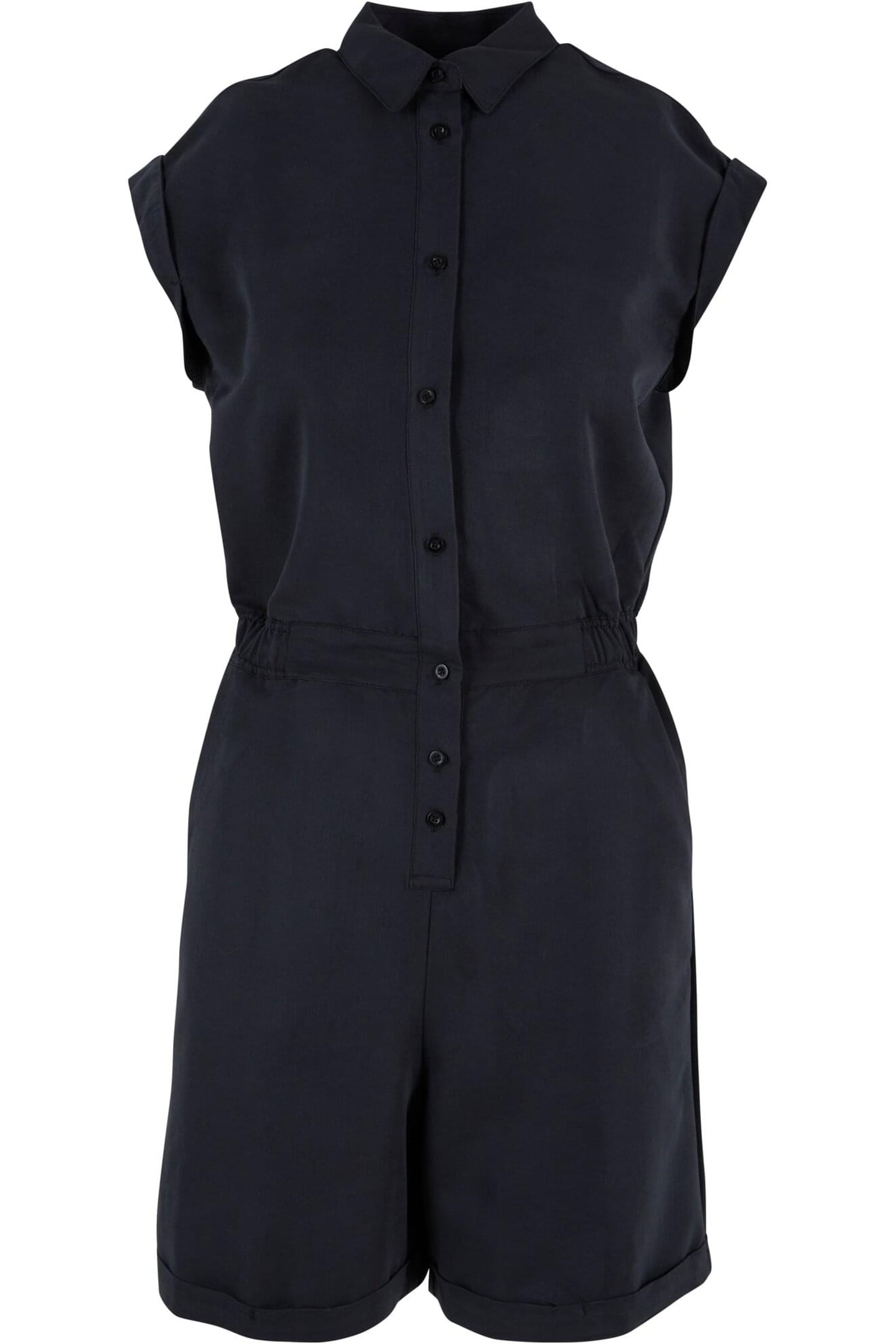 LADIES VISCOSE TWILL JUMPSUIT BLACK 1