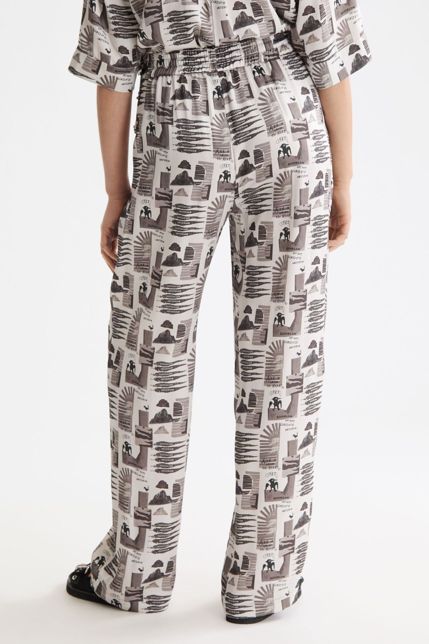 GIA - MID RISE WIDE LEG ELASTICATED TROUSERS ART DEPT COLLAG 5