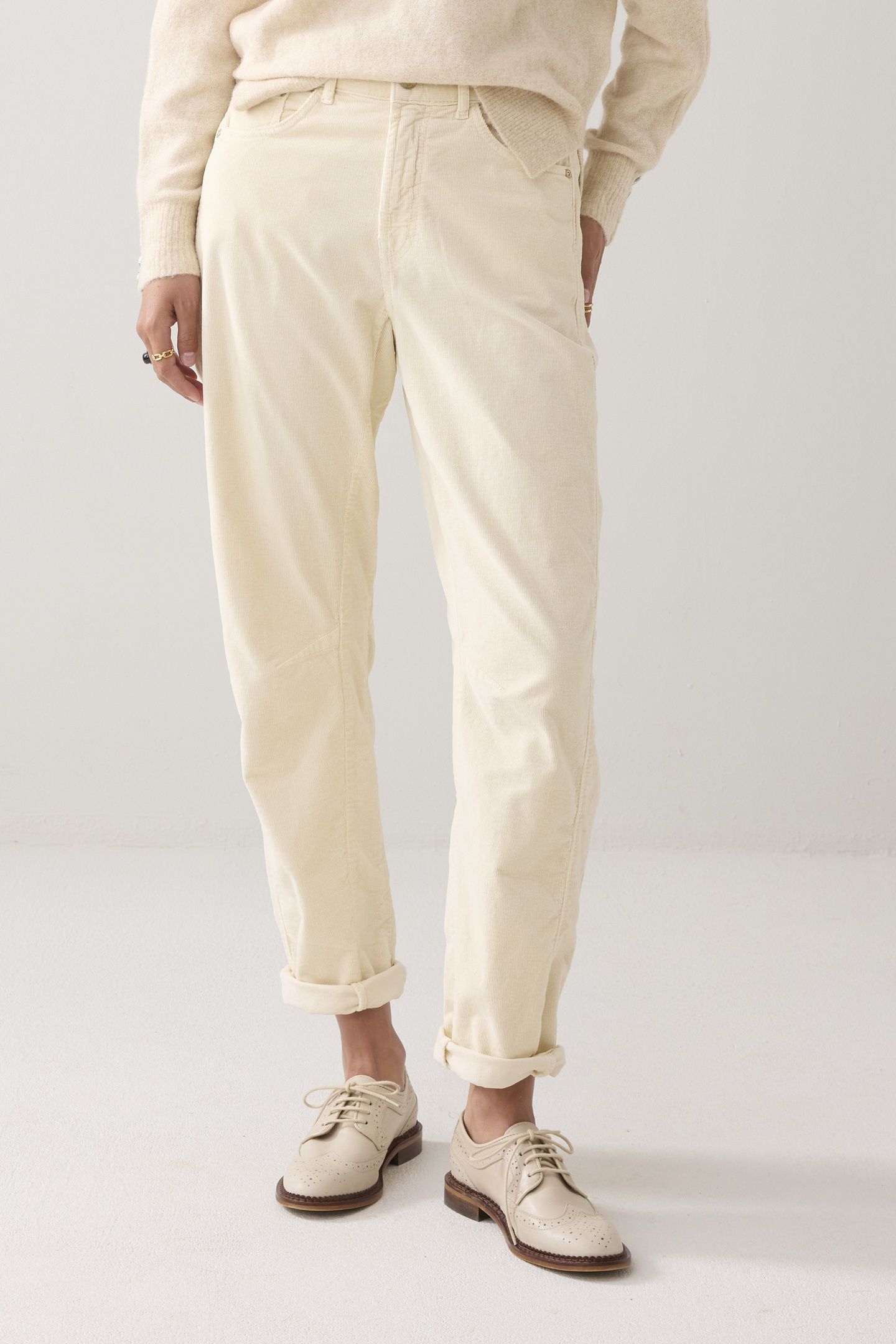 COCOON PANTS COTTON FLEX CORD IVORY 1