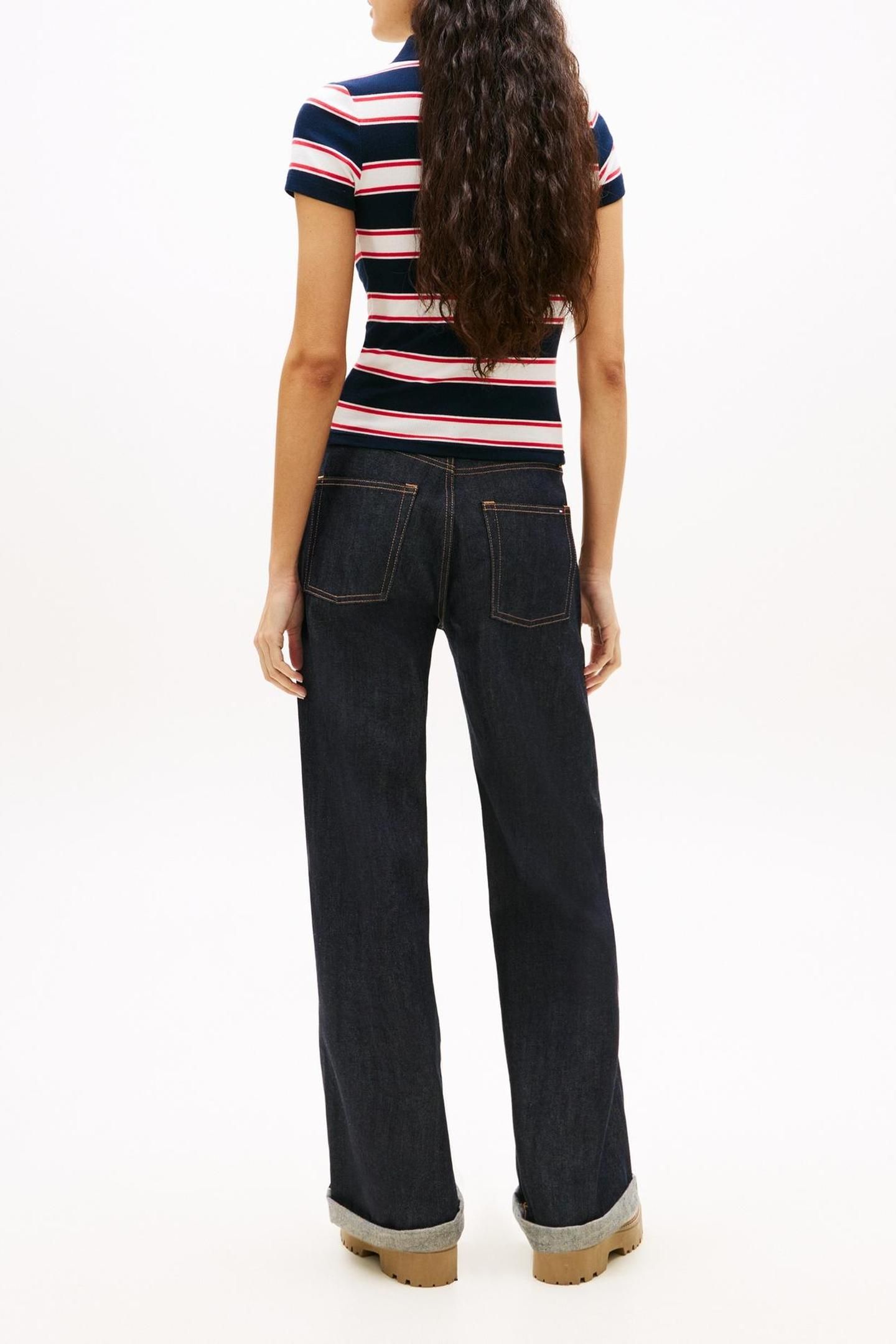 TJW SLIM RIB SS POLO DARK NIGHT NAVY/MULTI STRIPE 4