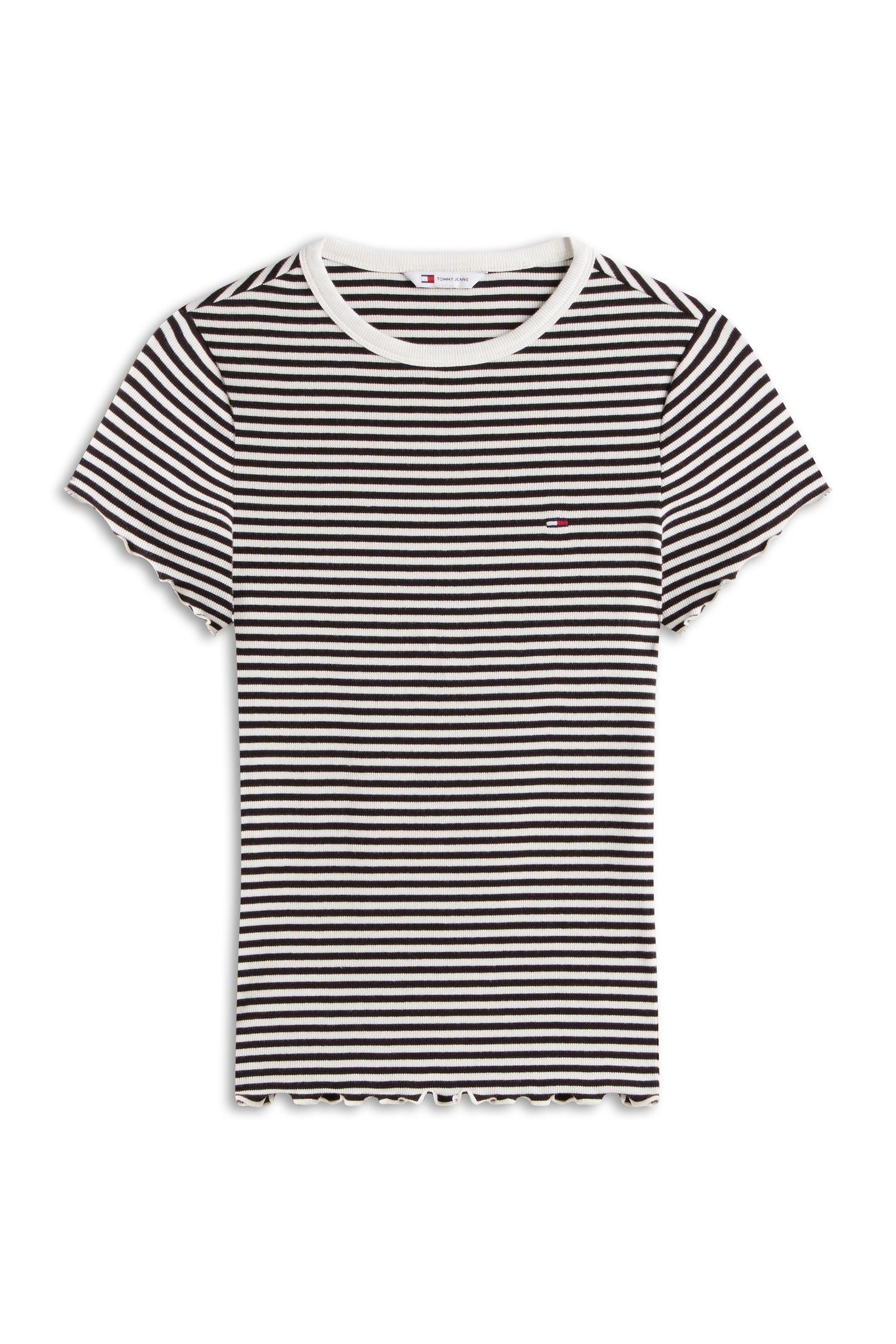 TJW SLIM LETTUCE EDGE T-SHIRT BLACK/ECRU STRIPE 4