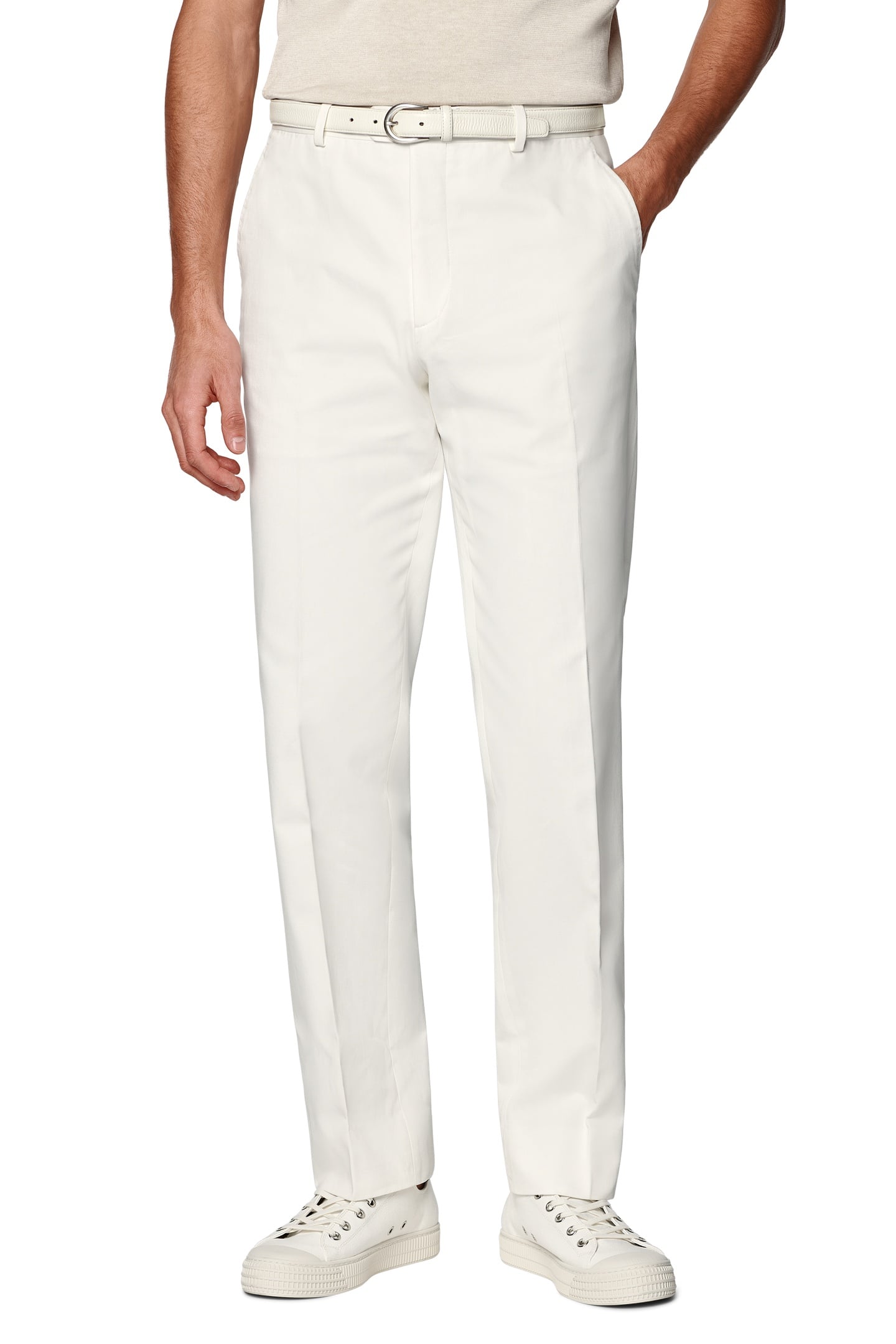MILANO-OFF-WHITE-PURE COTTON FORMAL TROUSERS OFF-WHITE 1