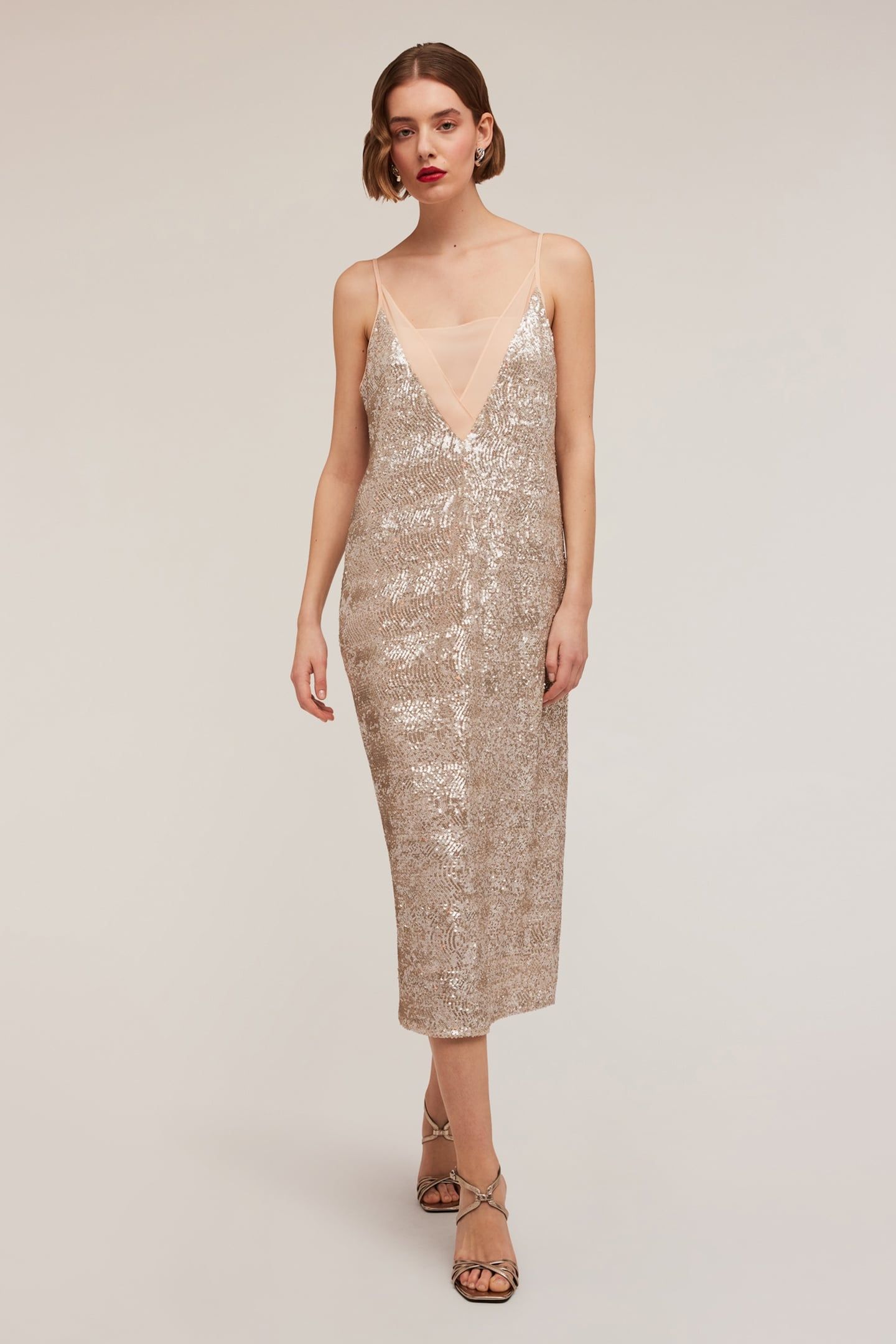 FULL SEQUIN MIDI DRESS PINK 1
