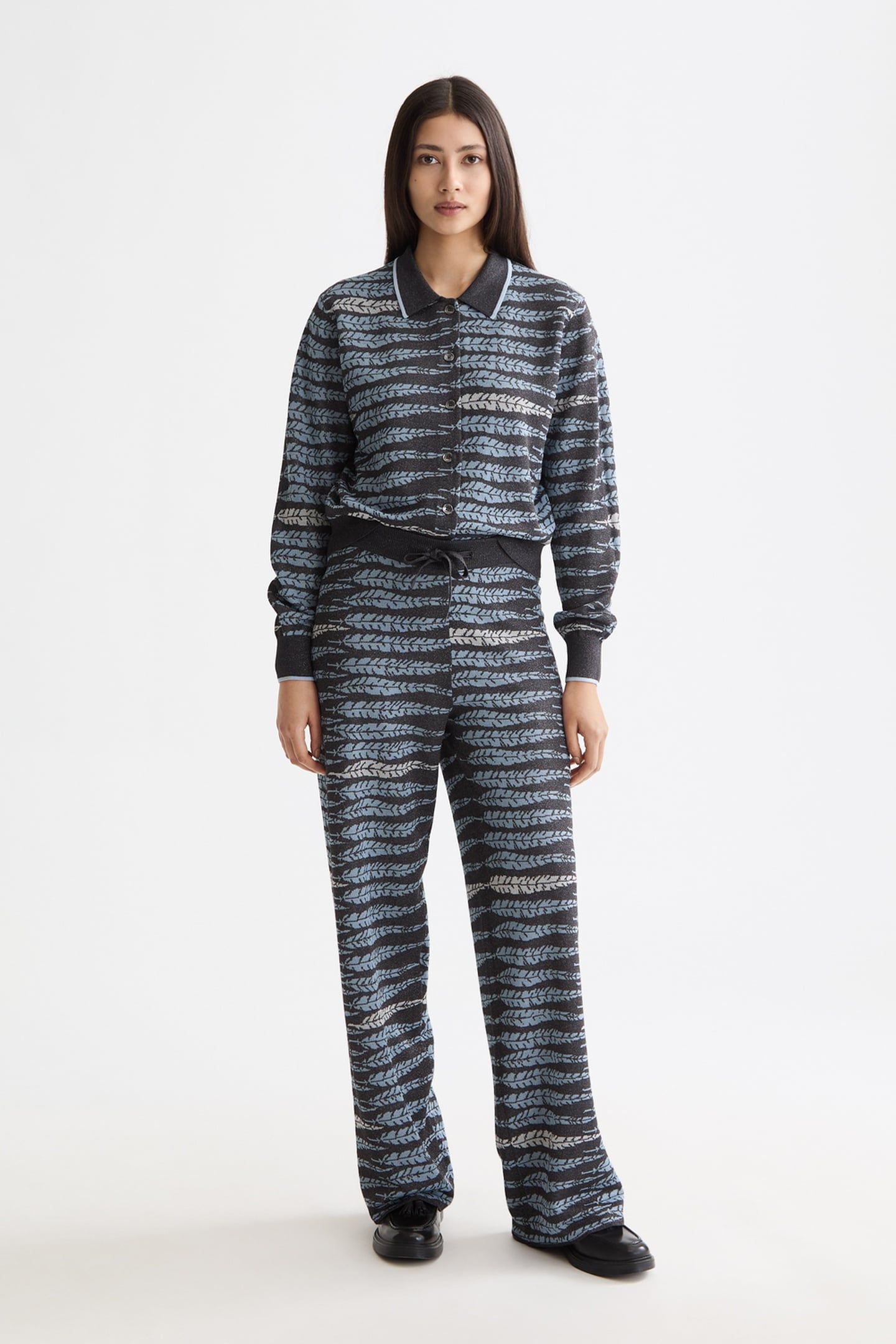 LUREX JACQUARD TROUSERS CHARCOAL ART 1