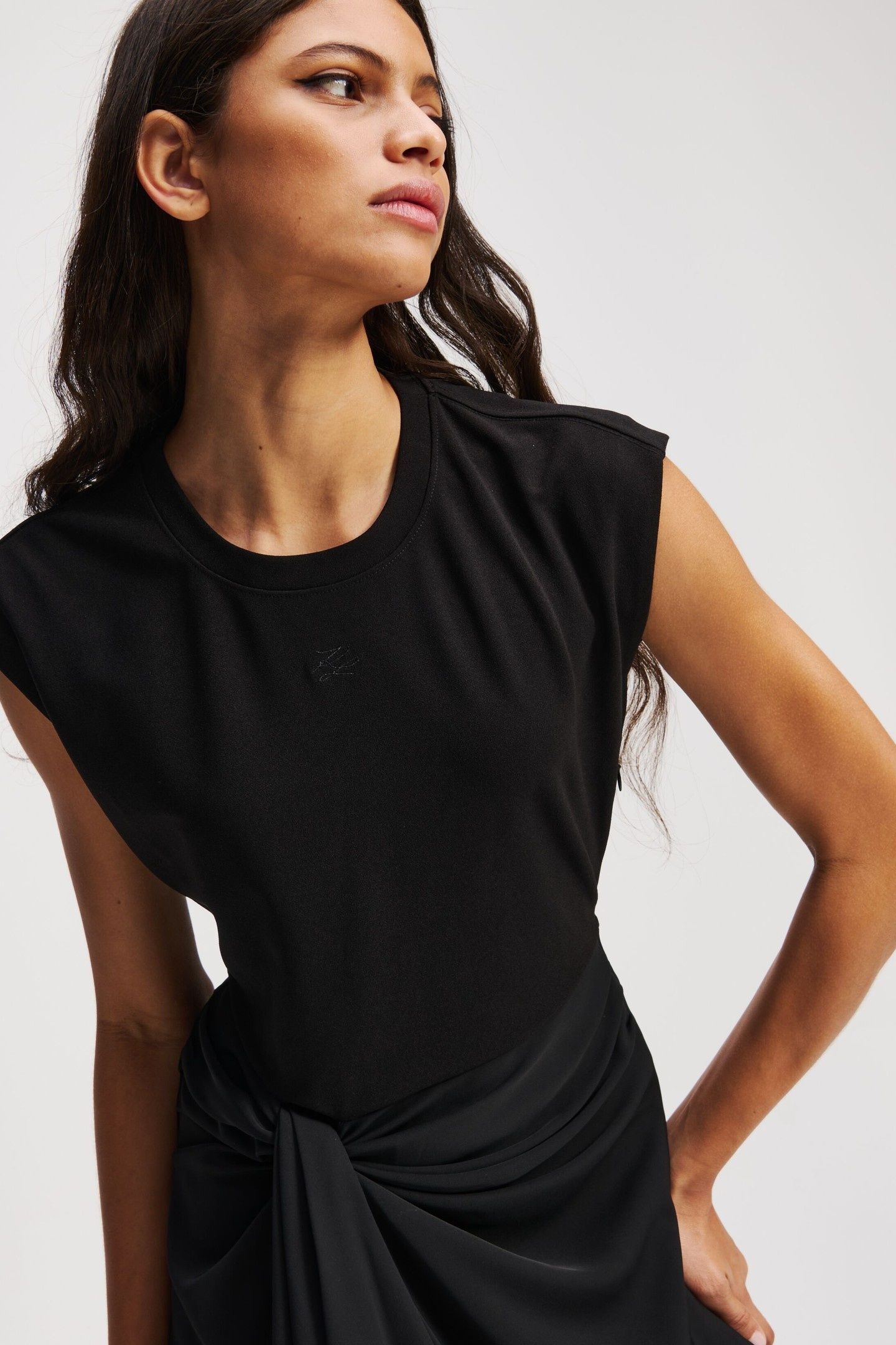 FABRIC MIX DRESS BLACK 6