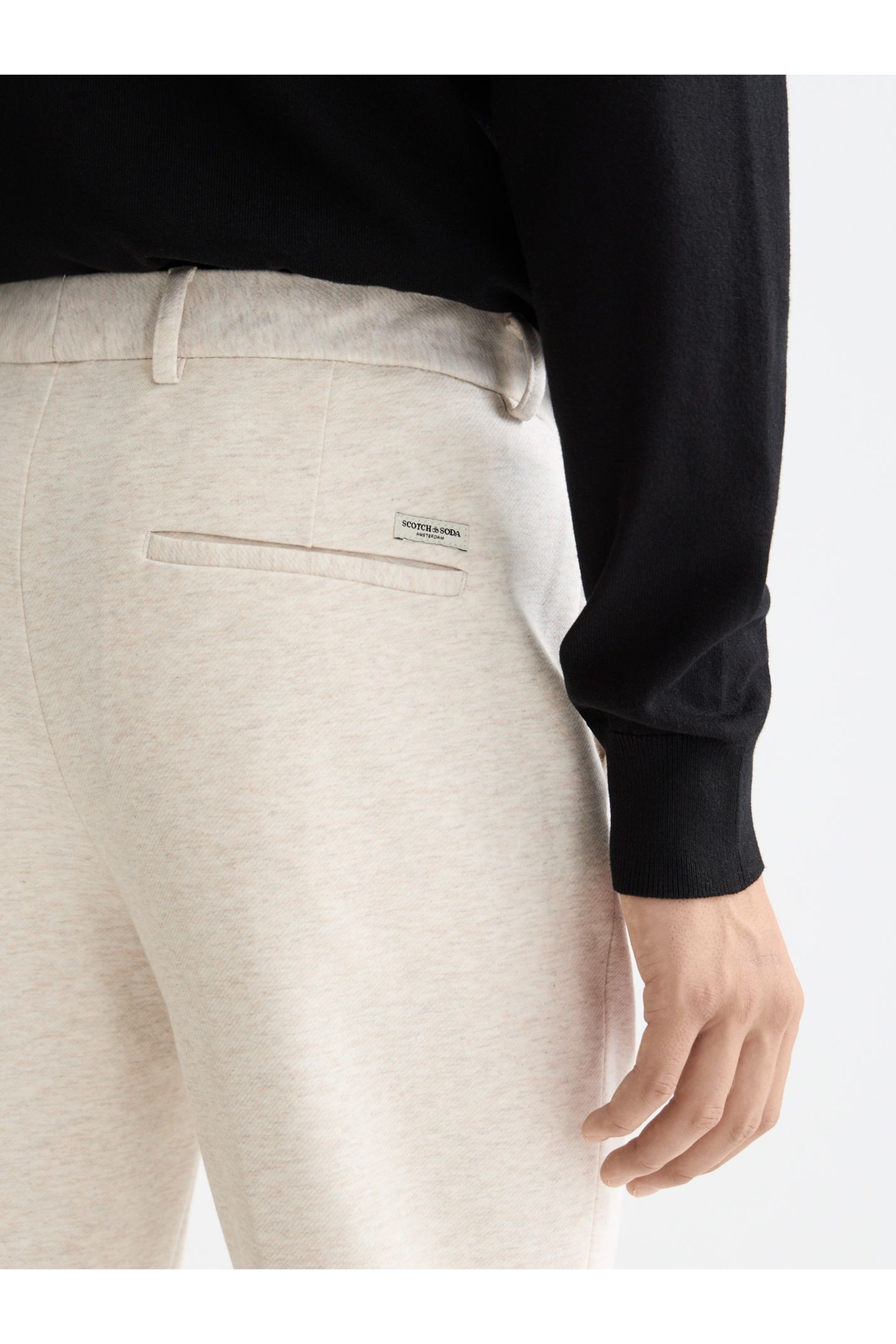 MOTT - TAILORED KNITTED YARN DYED CHINO OFF WHITE MELANGE 6