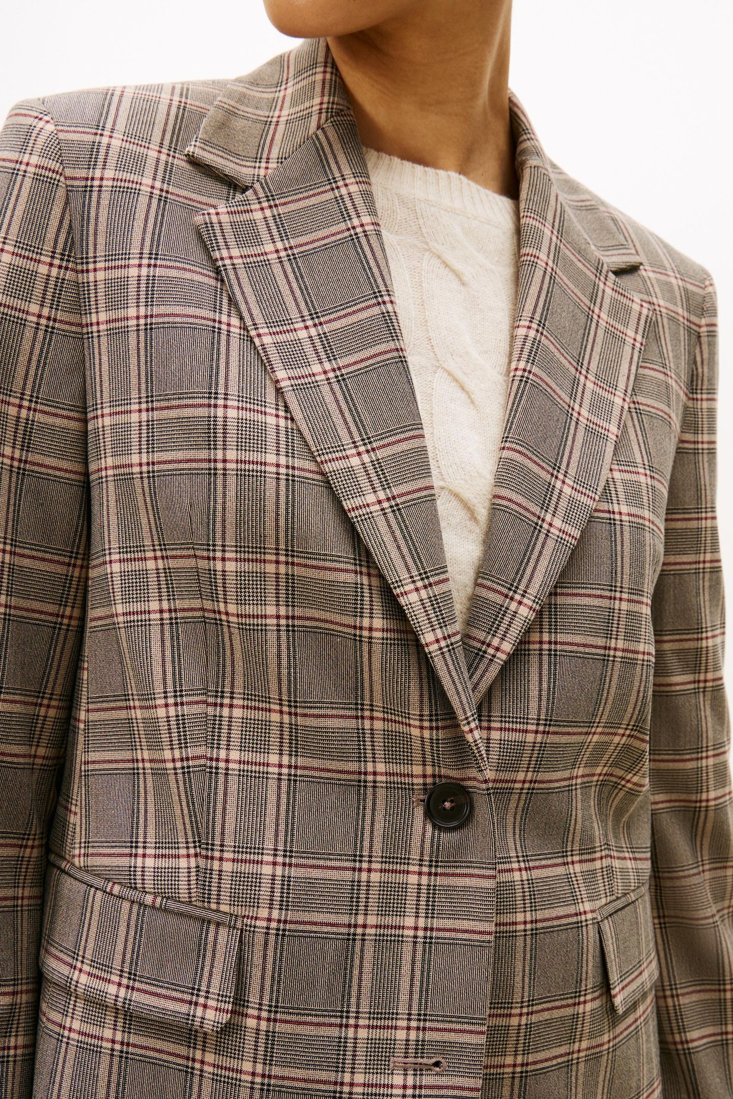 CORE CHECK REGULAR STRAIGHT BLAZER BROWN 5