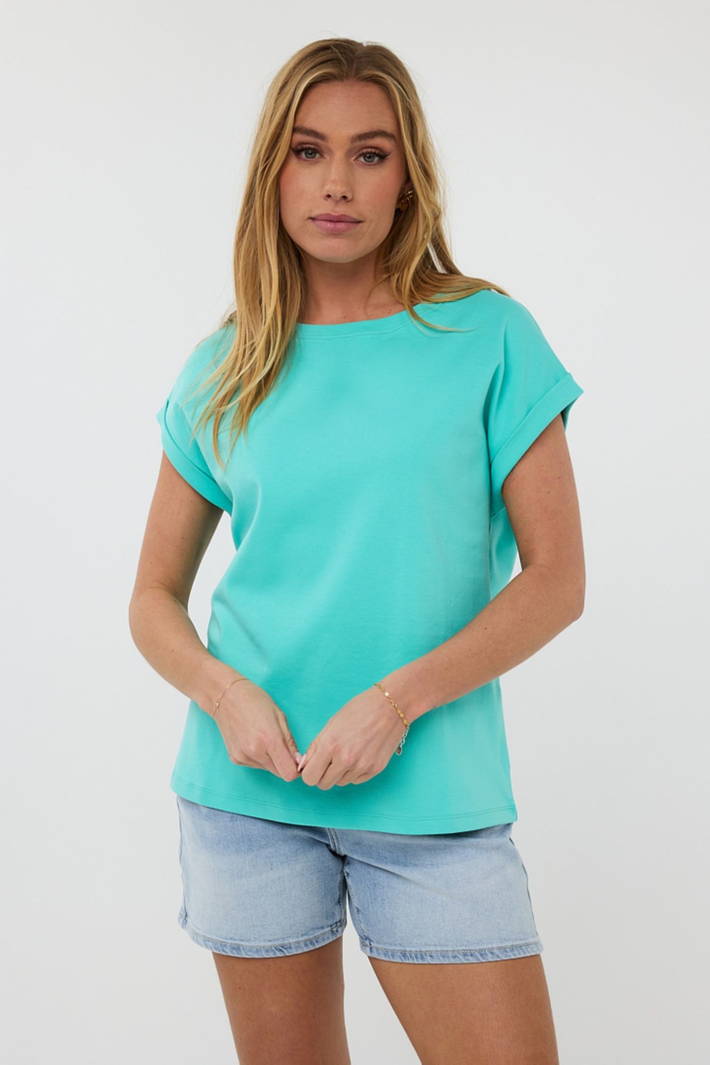 T-SHIRT ROLLED UP SLVE LAGOON 2