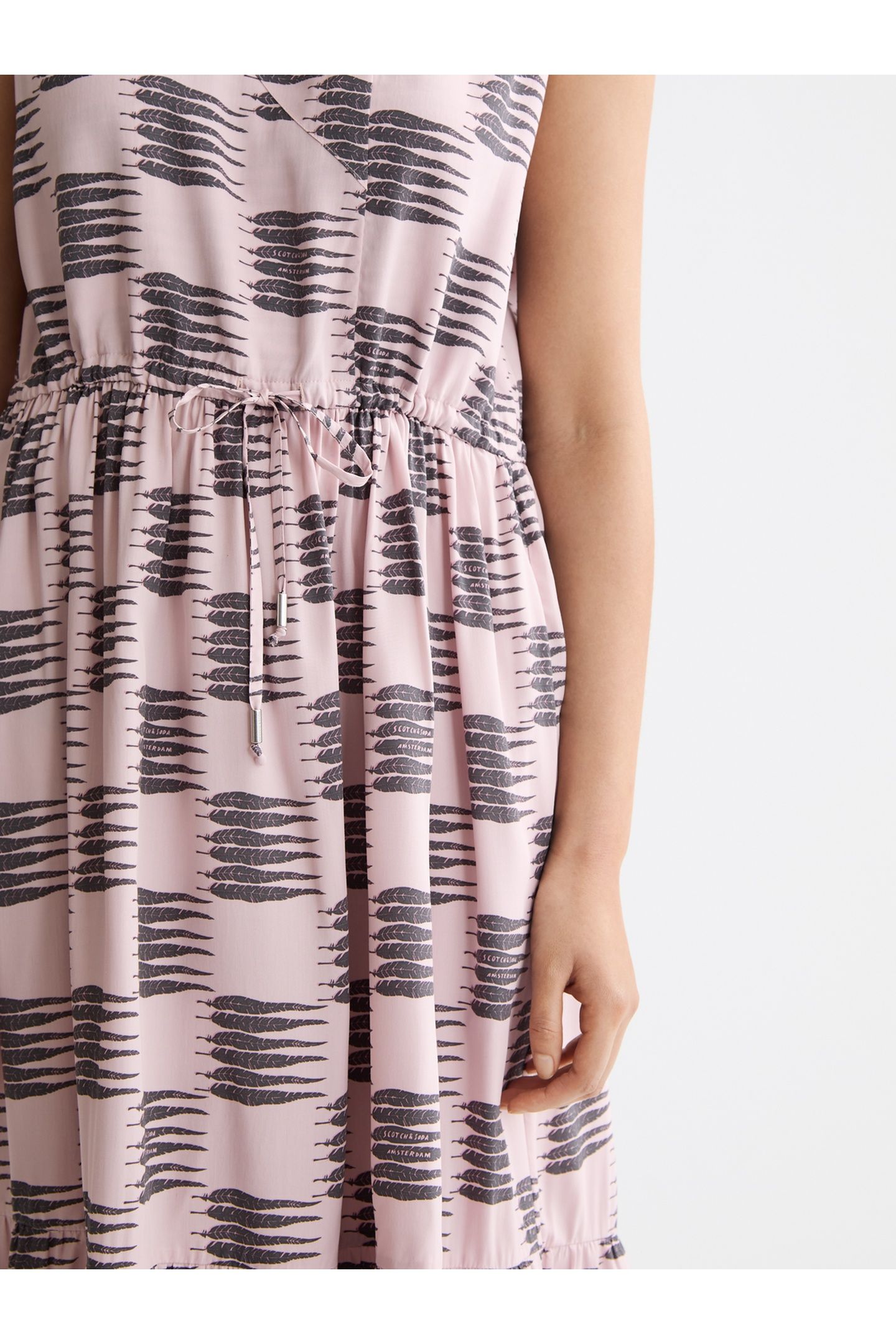 MIDI DRESS WITH GATHERED WAIST FEATHER BLOCK 6