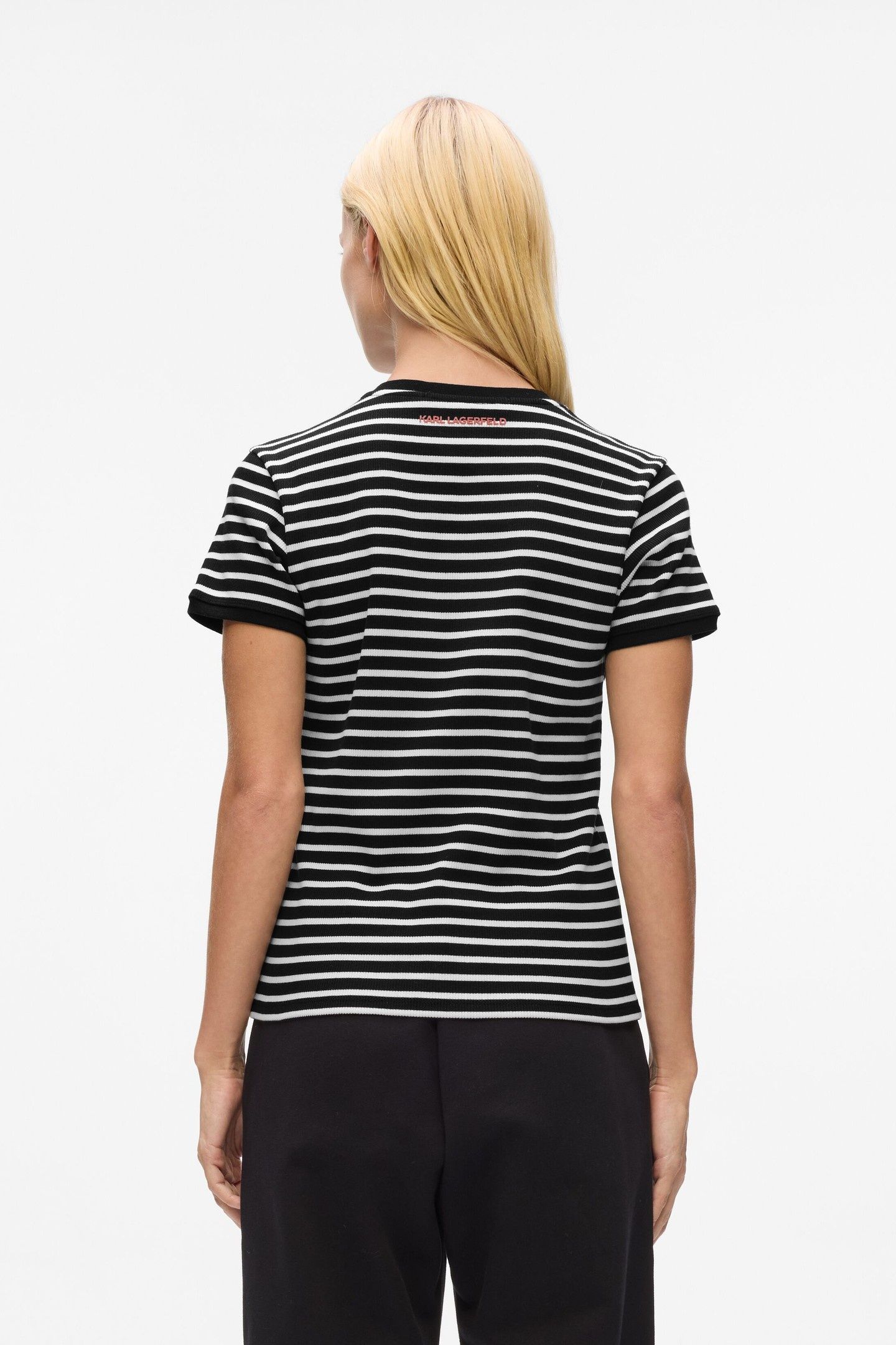 IKON PATCH STRIPED RIB TSHIRT BLACK-CANNOLI CREAM 2