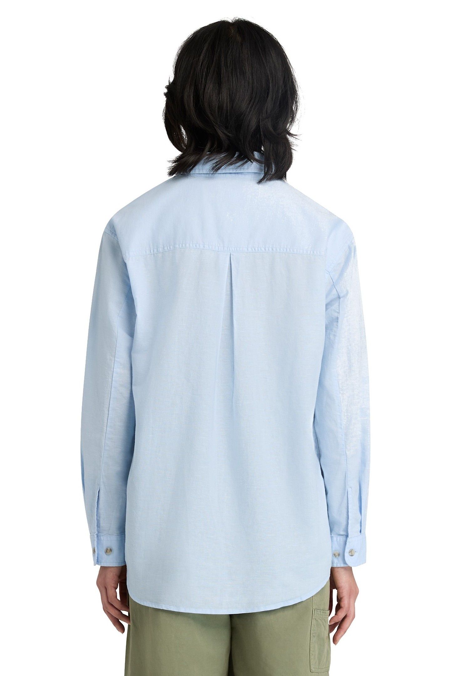 LINEN BLEND LONG-SLEEVE SHIRT MEDIUM BLUE 2