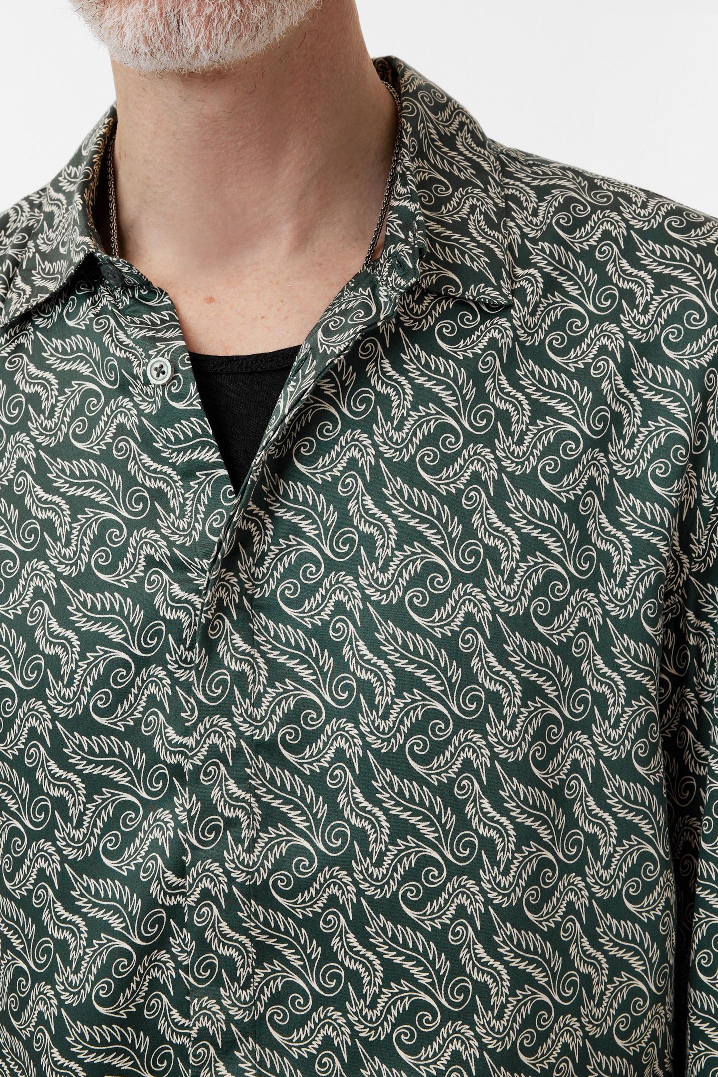 RODNEY LS HIDDEN PLACKET SHIRT IN FEATHE MOSS 3