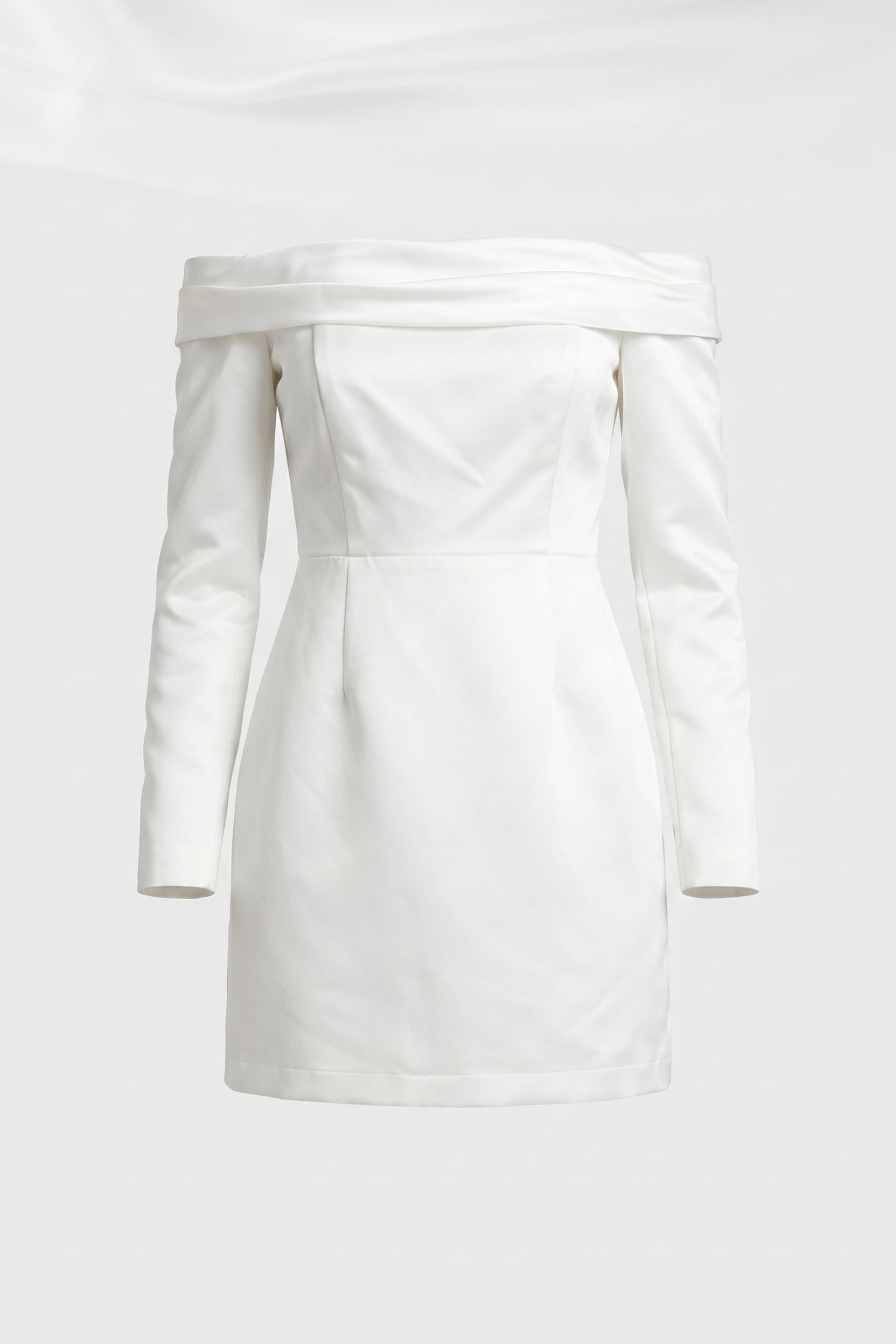 SATIN BARDOT MINI DRESS WHITE 6