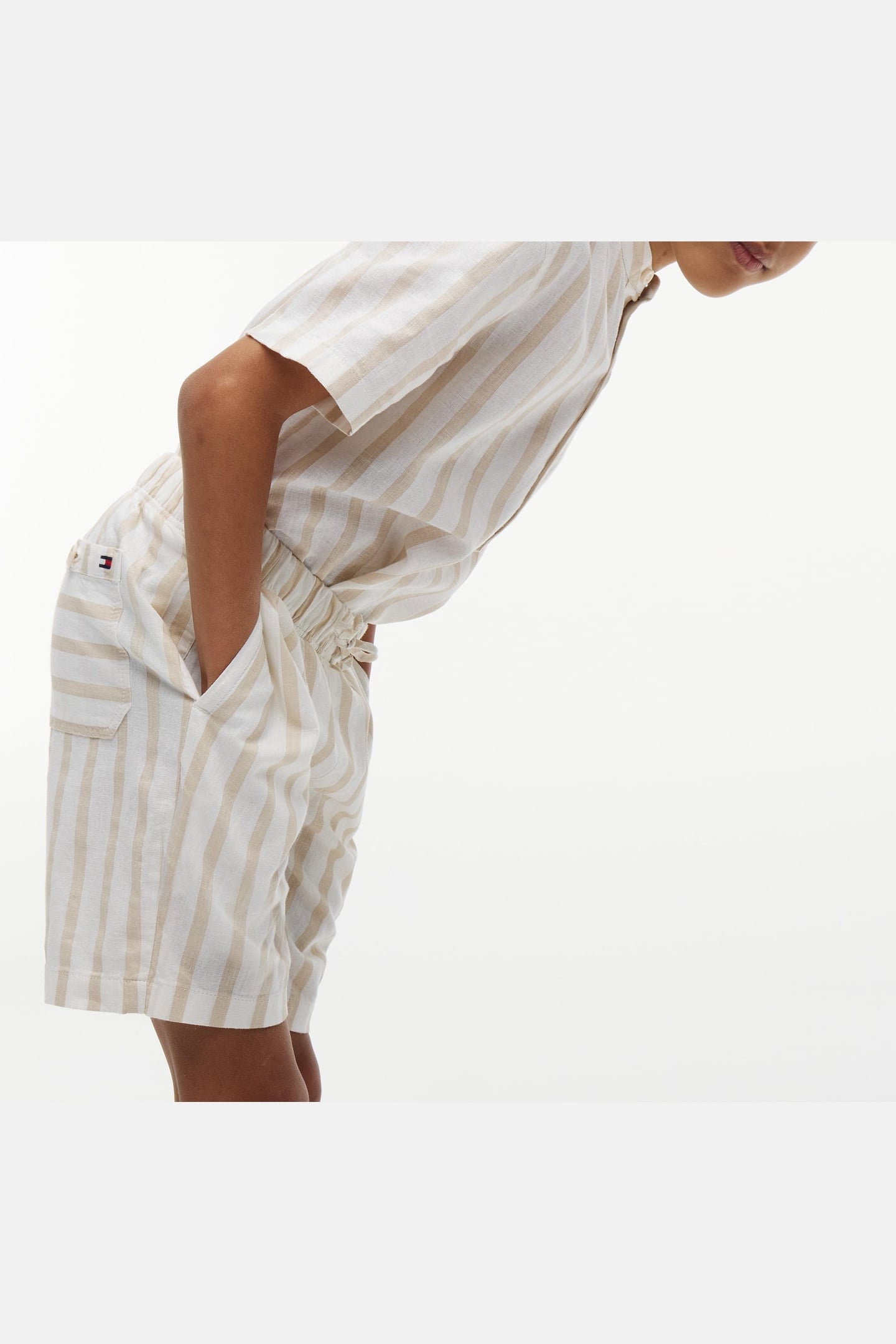 BOYS RELAXED LINEN BLEND CLASSIC BEIGE STRIPE 5