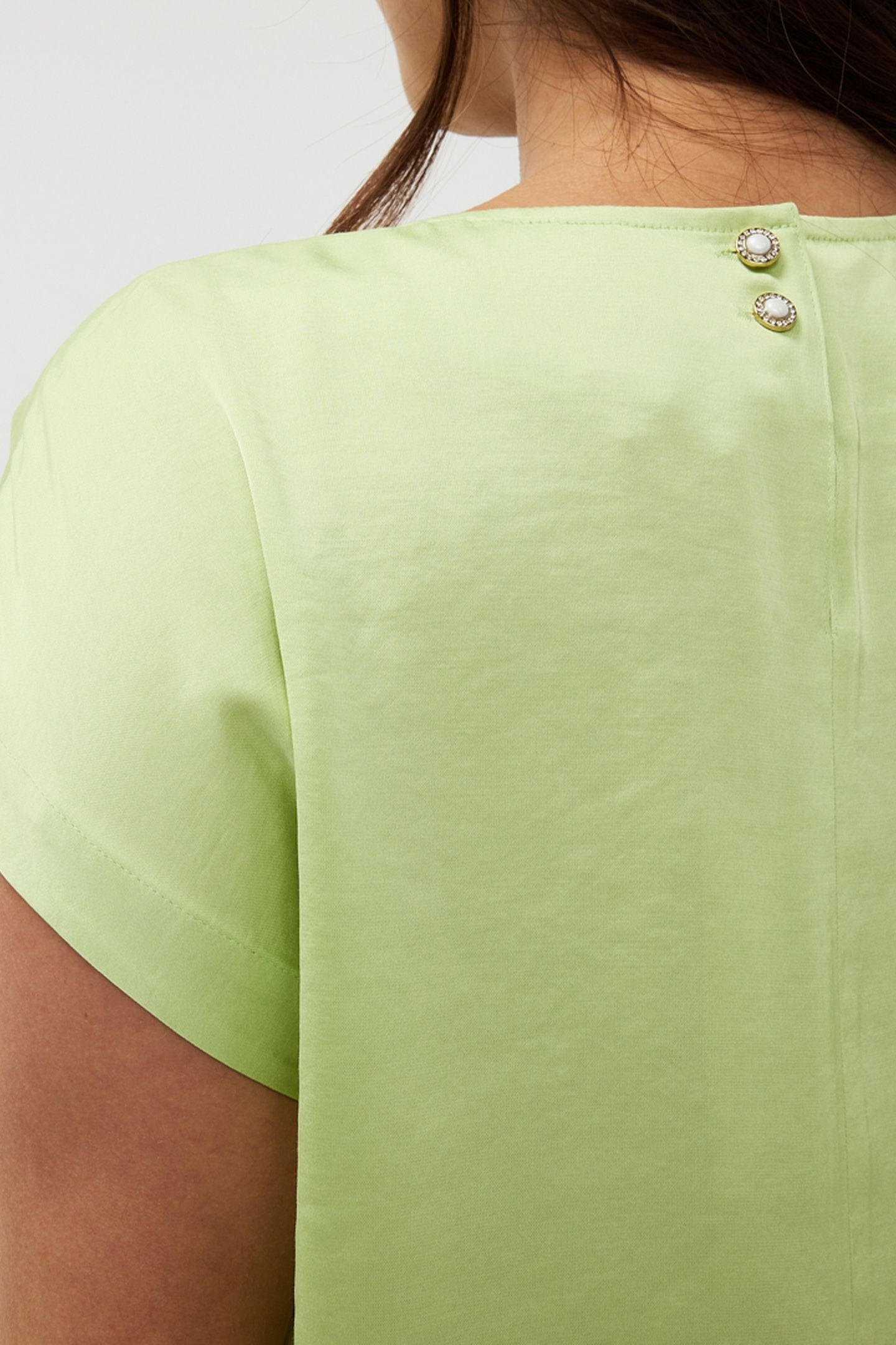 BLOUSE R-NECK SATIN LOOK APPLE GREEN 7