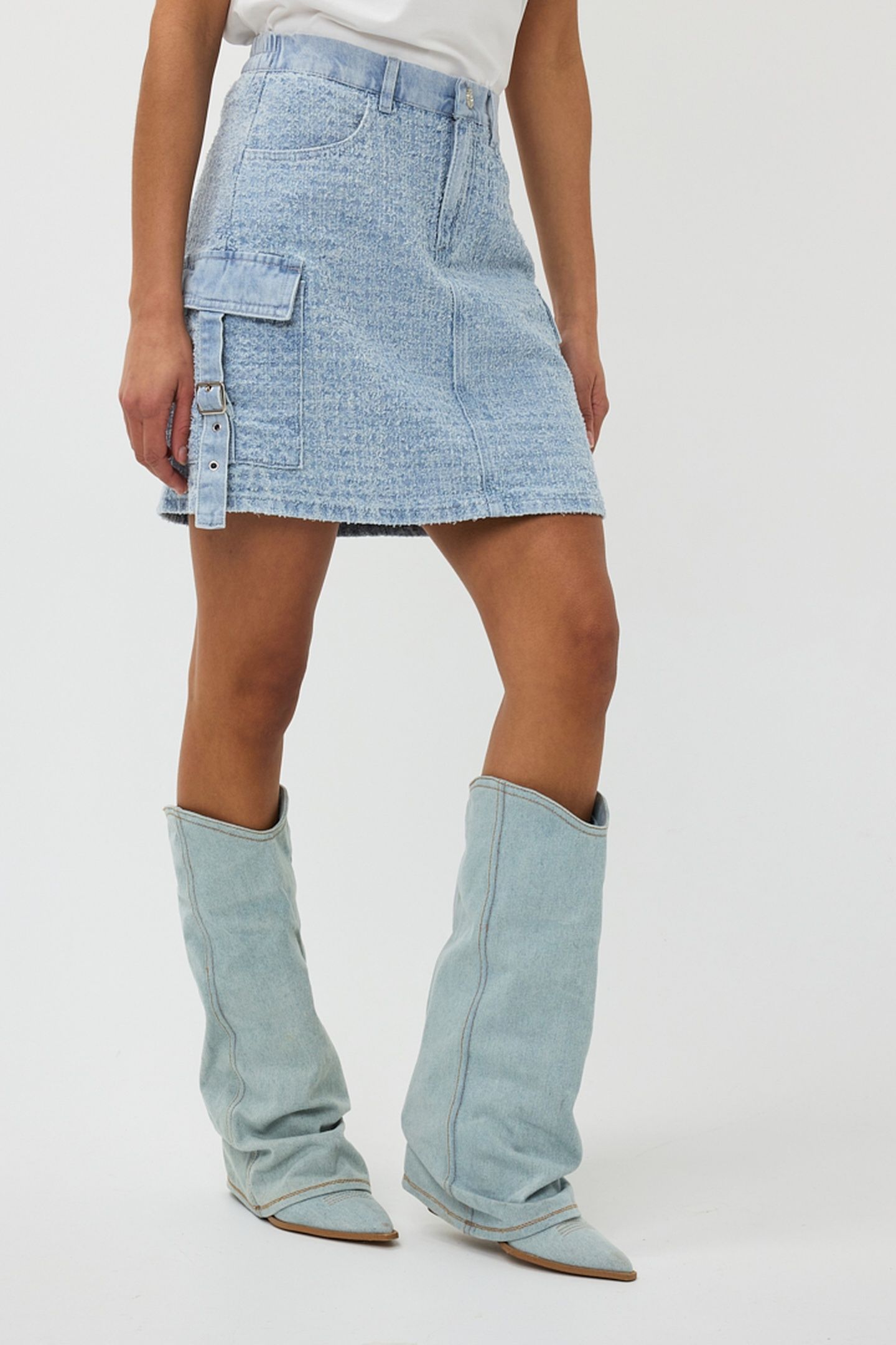 SKIRT JEANS DAMAGED LIGHT BLUE 1